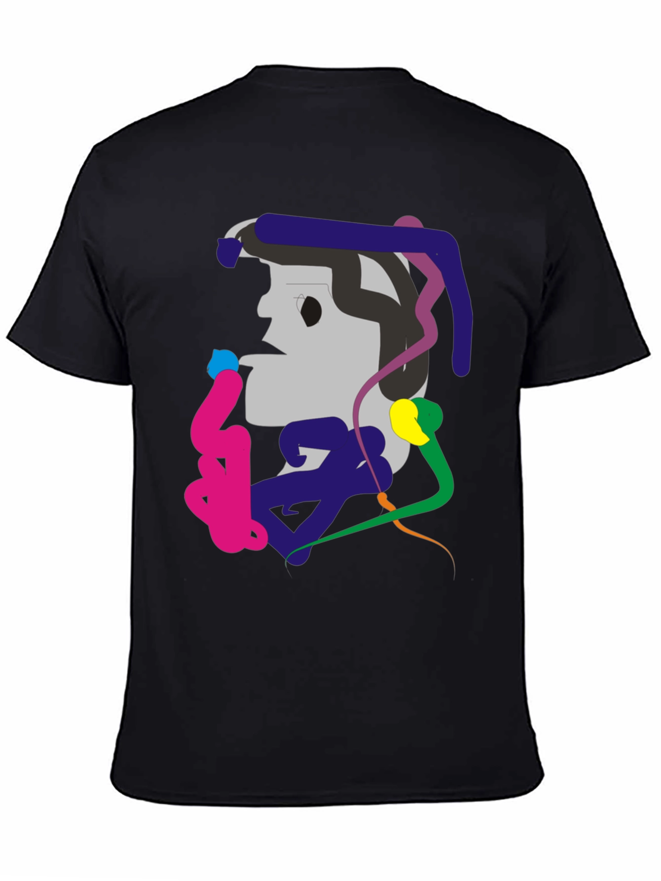 Abstract Graphic Print Black Tee