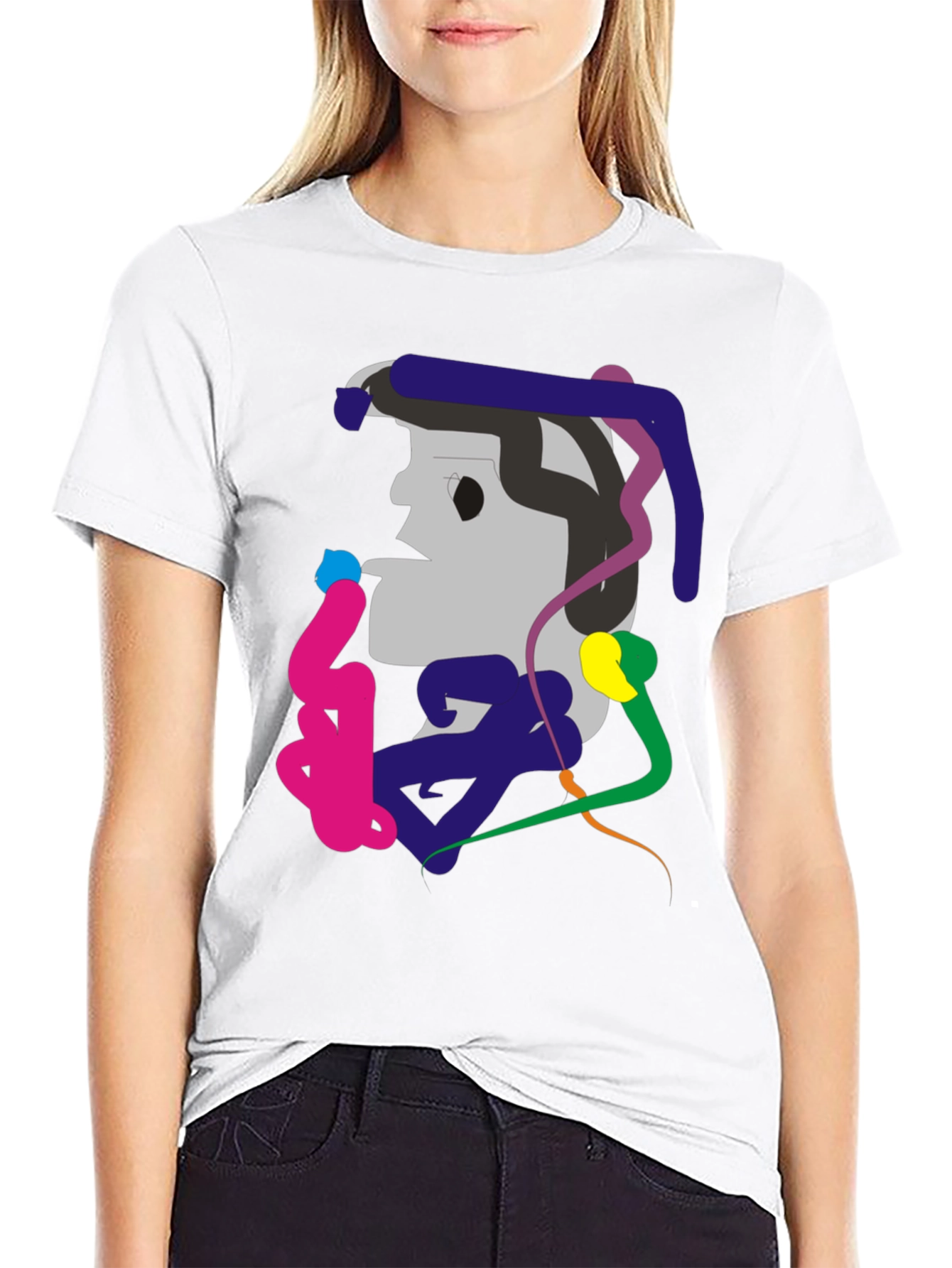 Abstract Graphic Print Black Tee