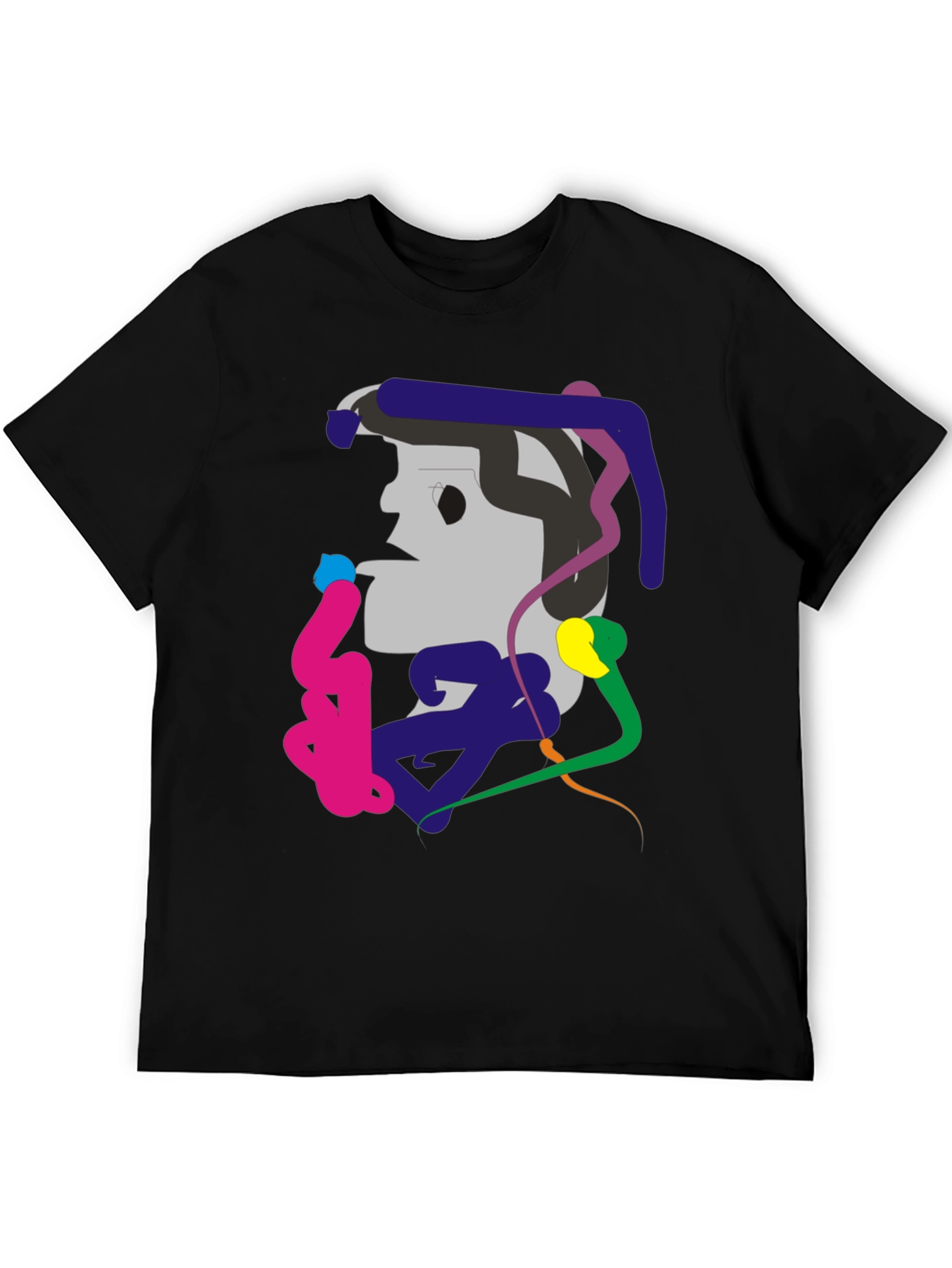 Abstract Graphic Print Black Tee