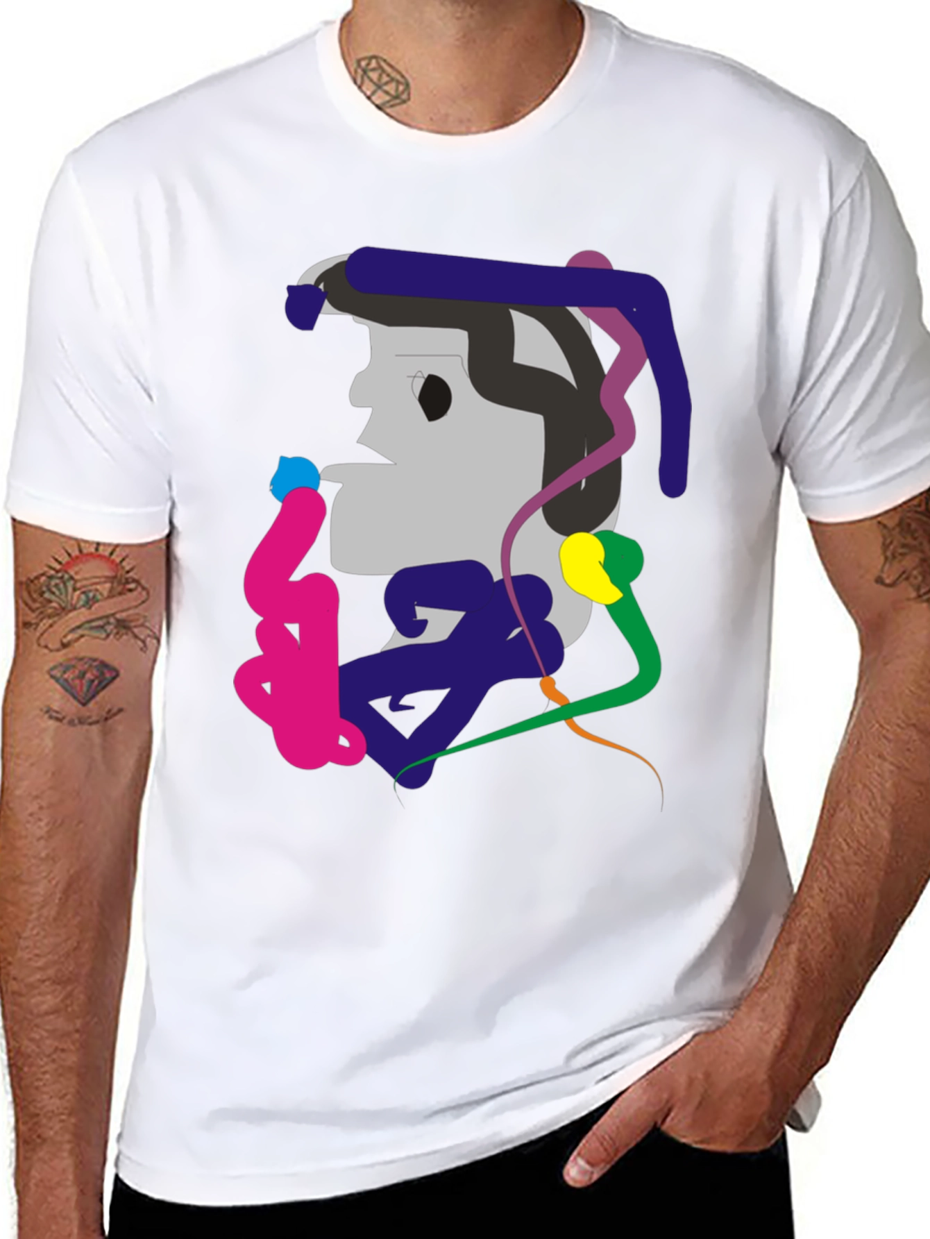 Abstract Graphic Print Black Tee