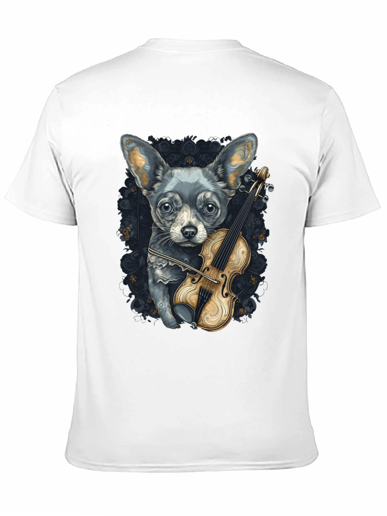 Dog with Violin Graphic Tee - Black