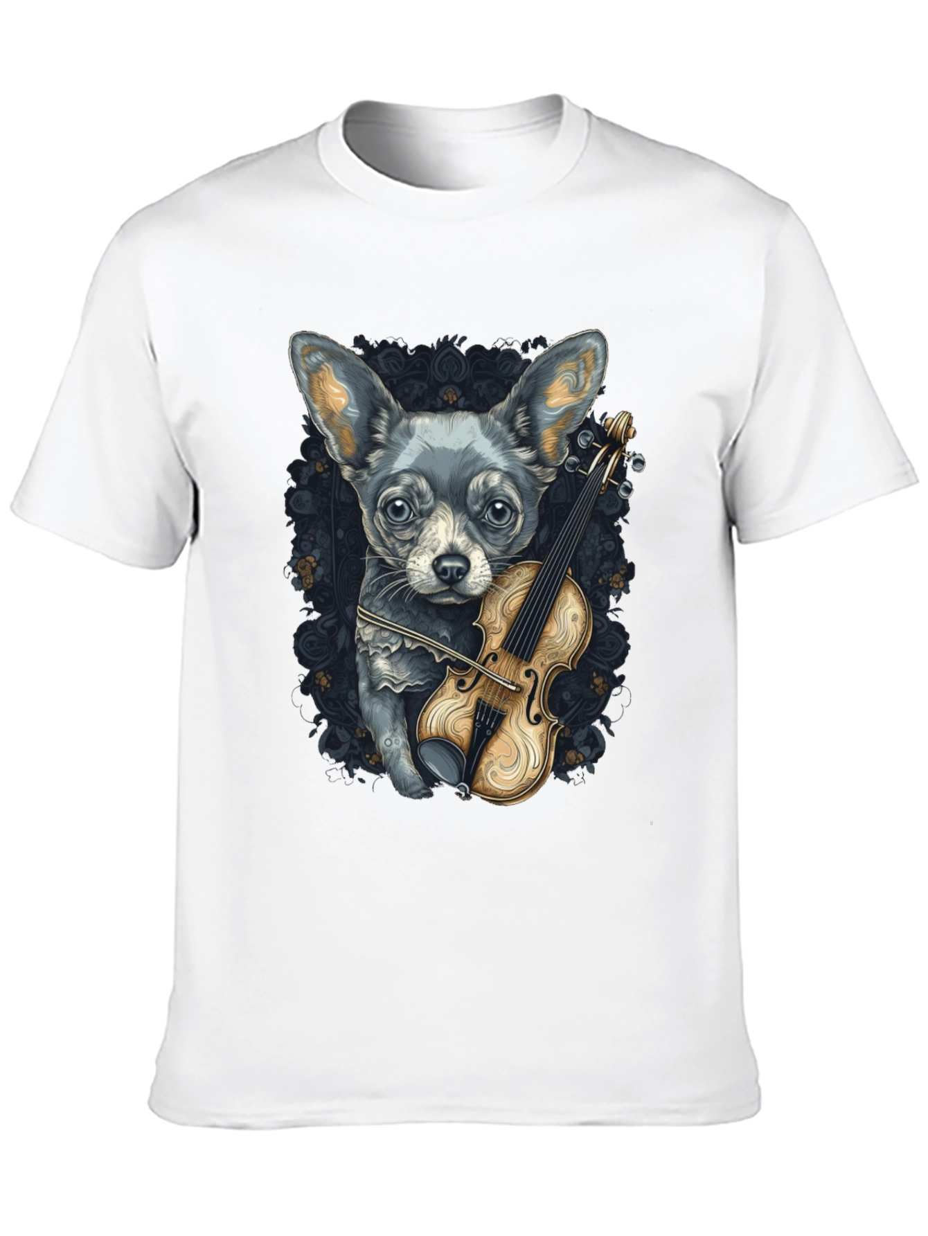 Dog with Violin Graphic Tee - Black