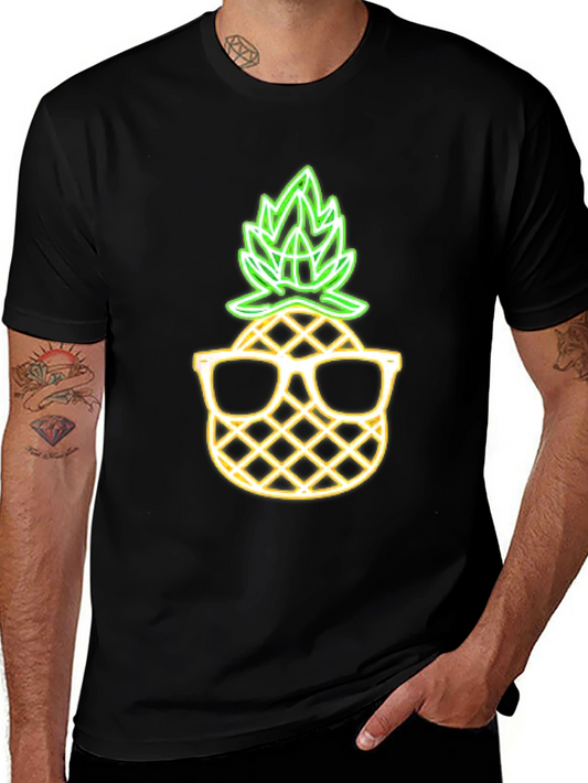 Cool Pineapple Graphic Tee - Black Cotton T-Shirt