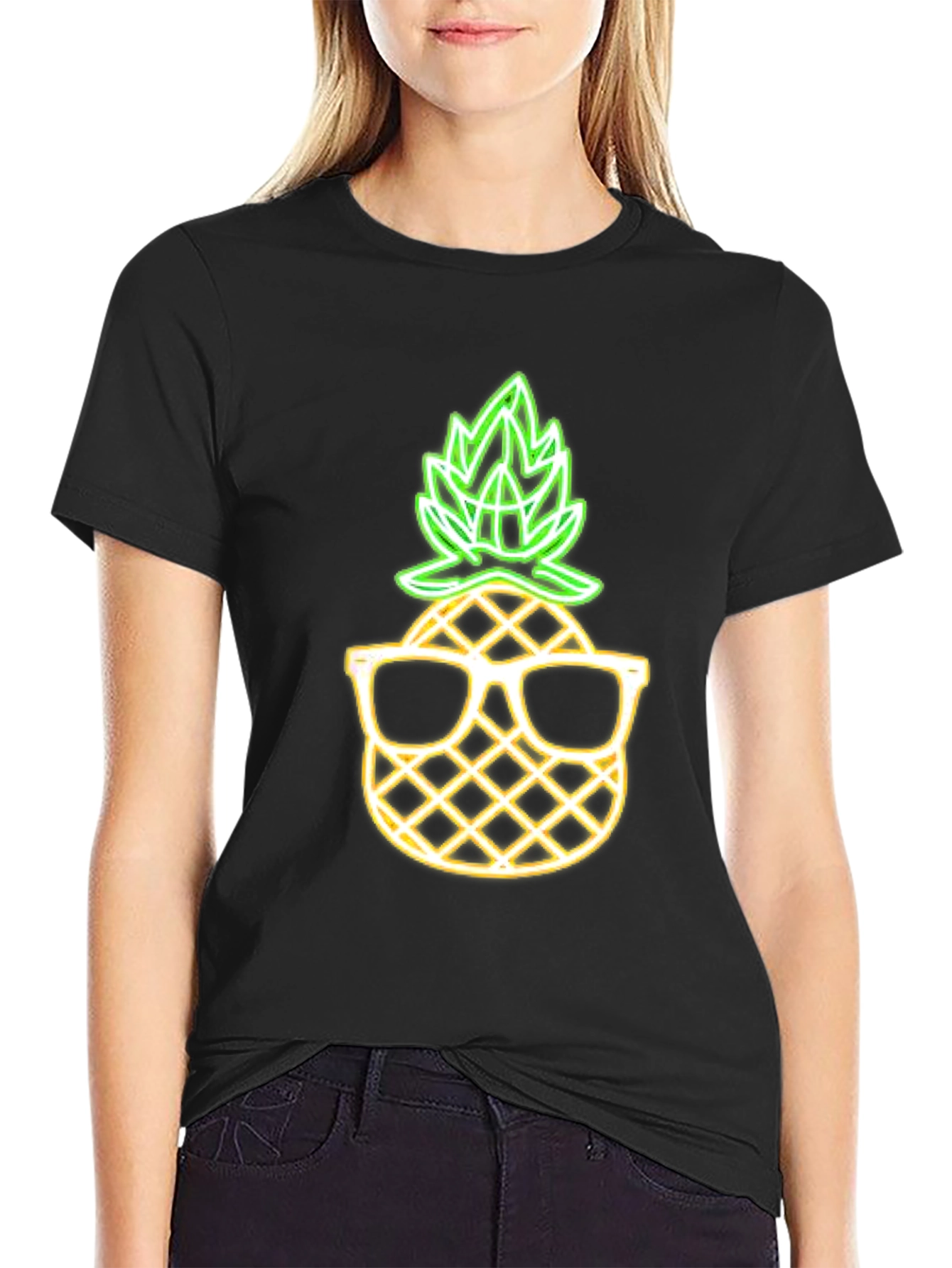 Cool Pineapple Graphic Tee - Black Cotton T-Shirt