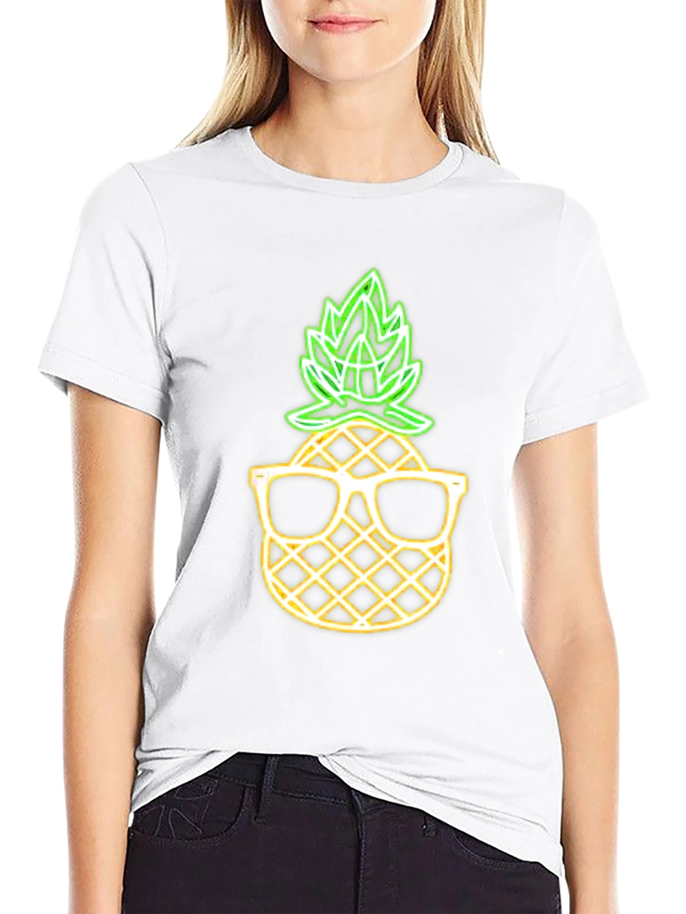 Cool Pineapple Graphic Tee - Black Cotton T-Shirt