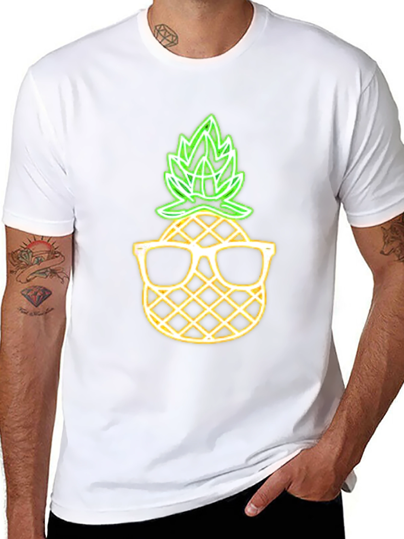 Cool Pineapple Graphic Tee - Black Cotton T-Shirt