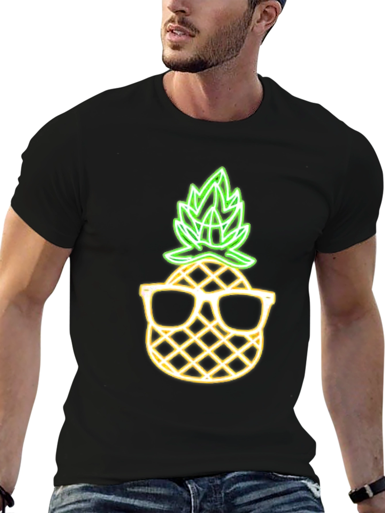 Cool Pineapple Graphic Tee - Black Cotton T-Shirt