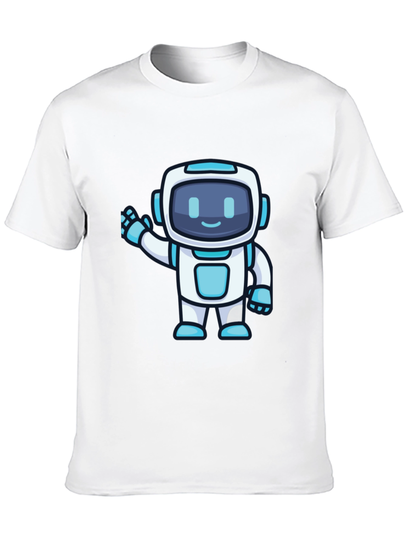 Cute Robot Graphic T-Shirt - Black Crew Neck
