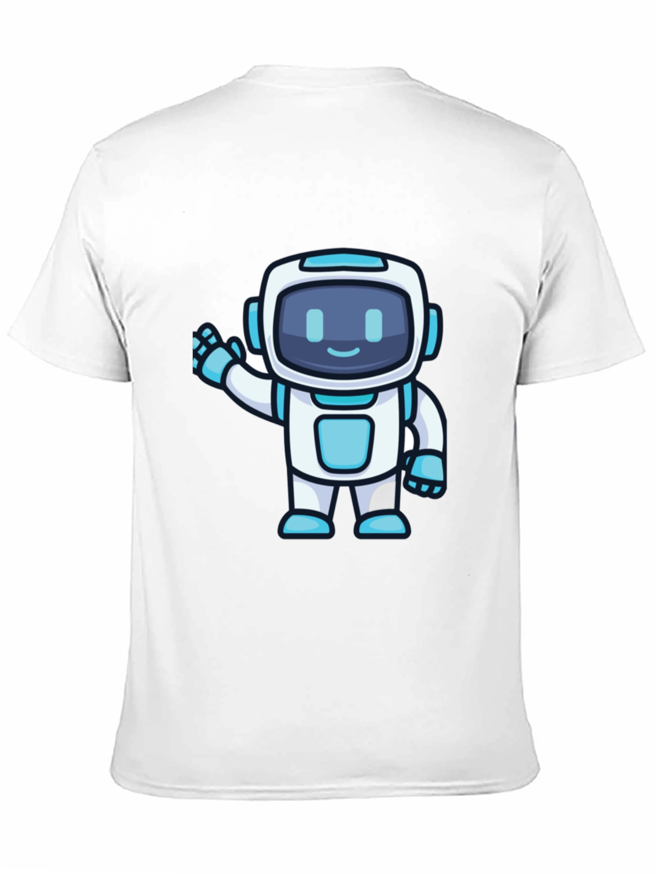 Cute Robot Graphic T-Shirt - Black Crew Neck