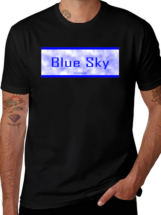 Blue Sky Graphic Tee - Black Cotton T-Shirt