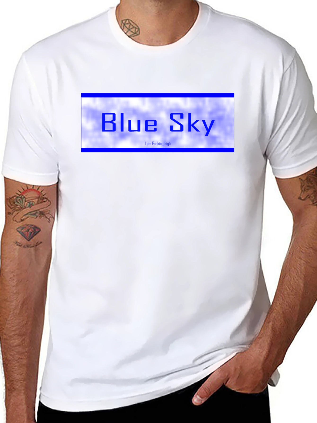 Blue Sky Graphic Tee - Black Cotton T-Shirt
