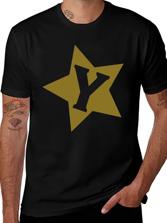Letter Y Star Graphic Black T-Shirt