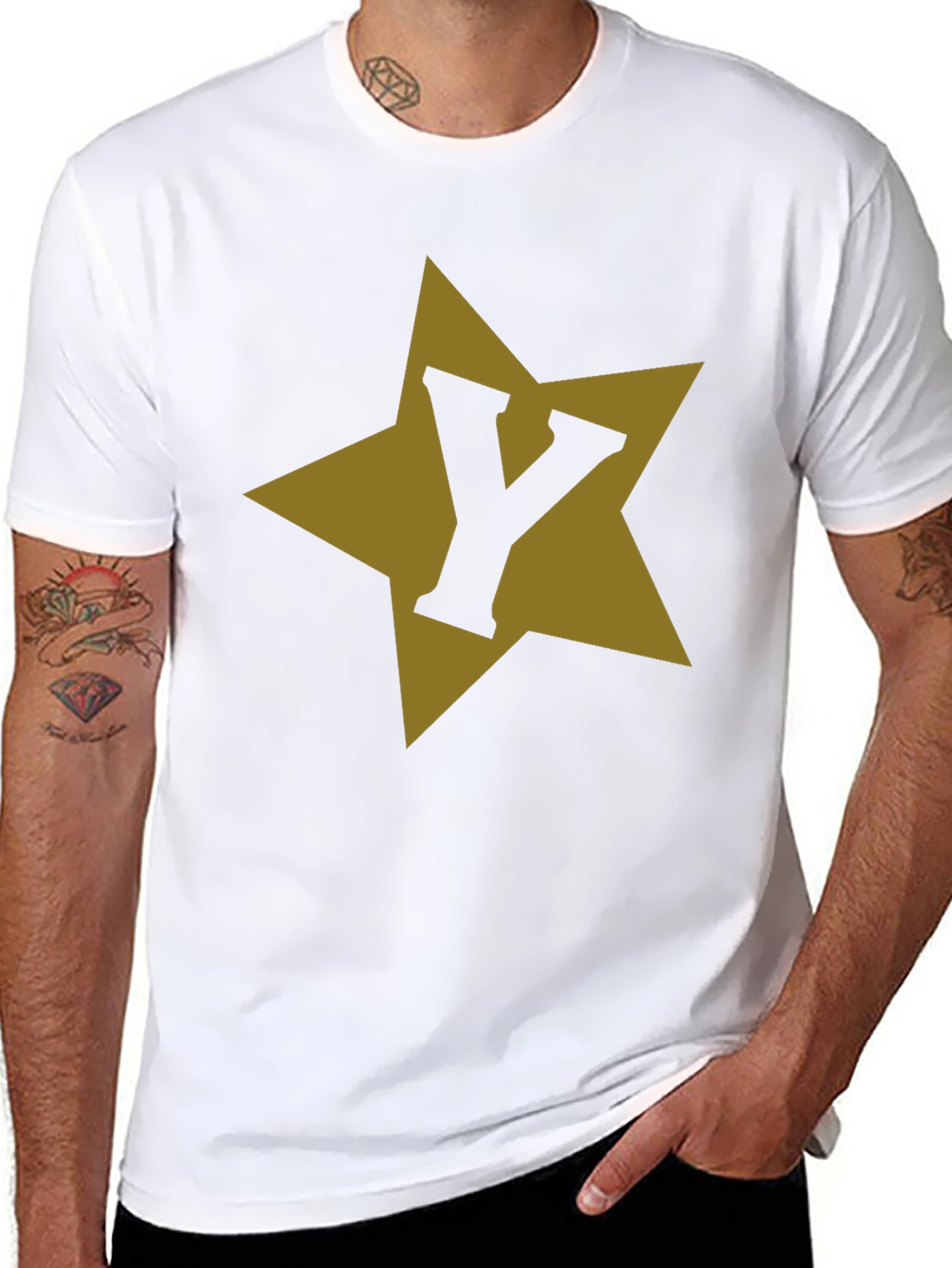 Letter Y Star Graphic Black T-Shirt