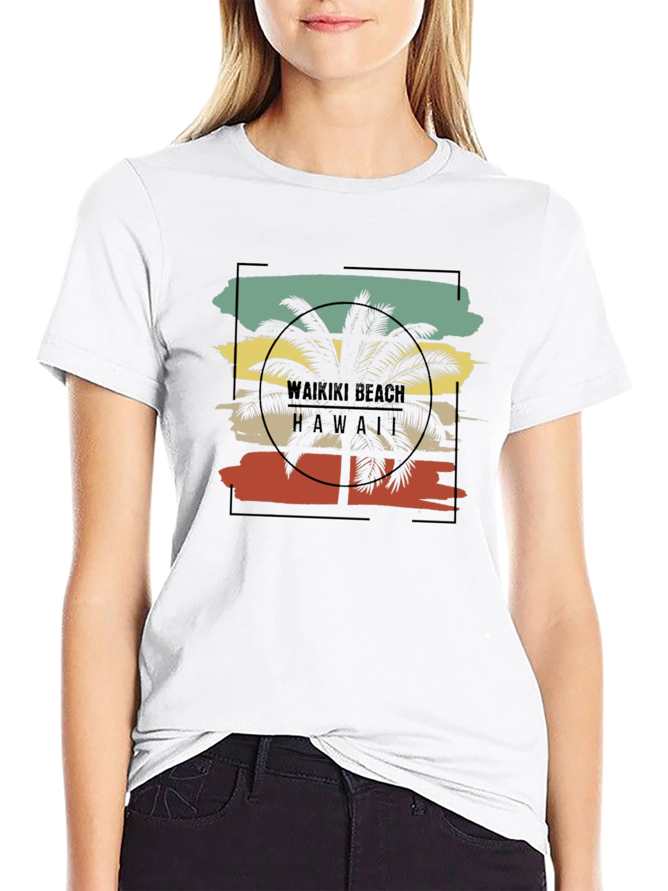 Waikiki Beach Palm Tree Graphic Tee