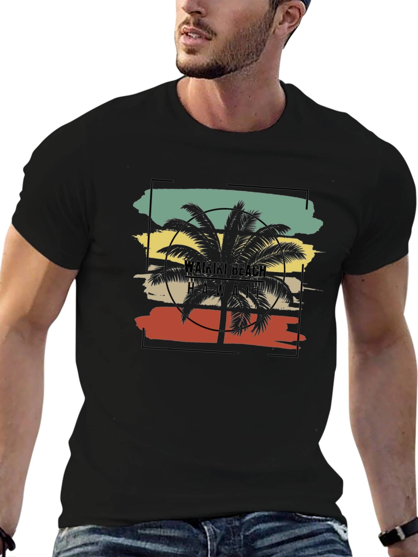 Waikiki Beach Palm Tree Graphic Tee