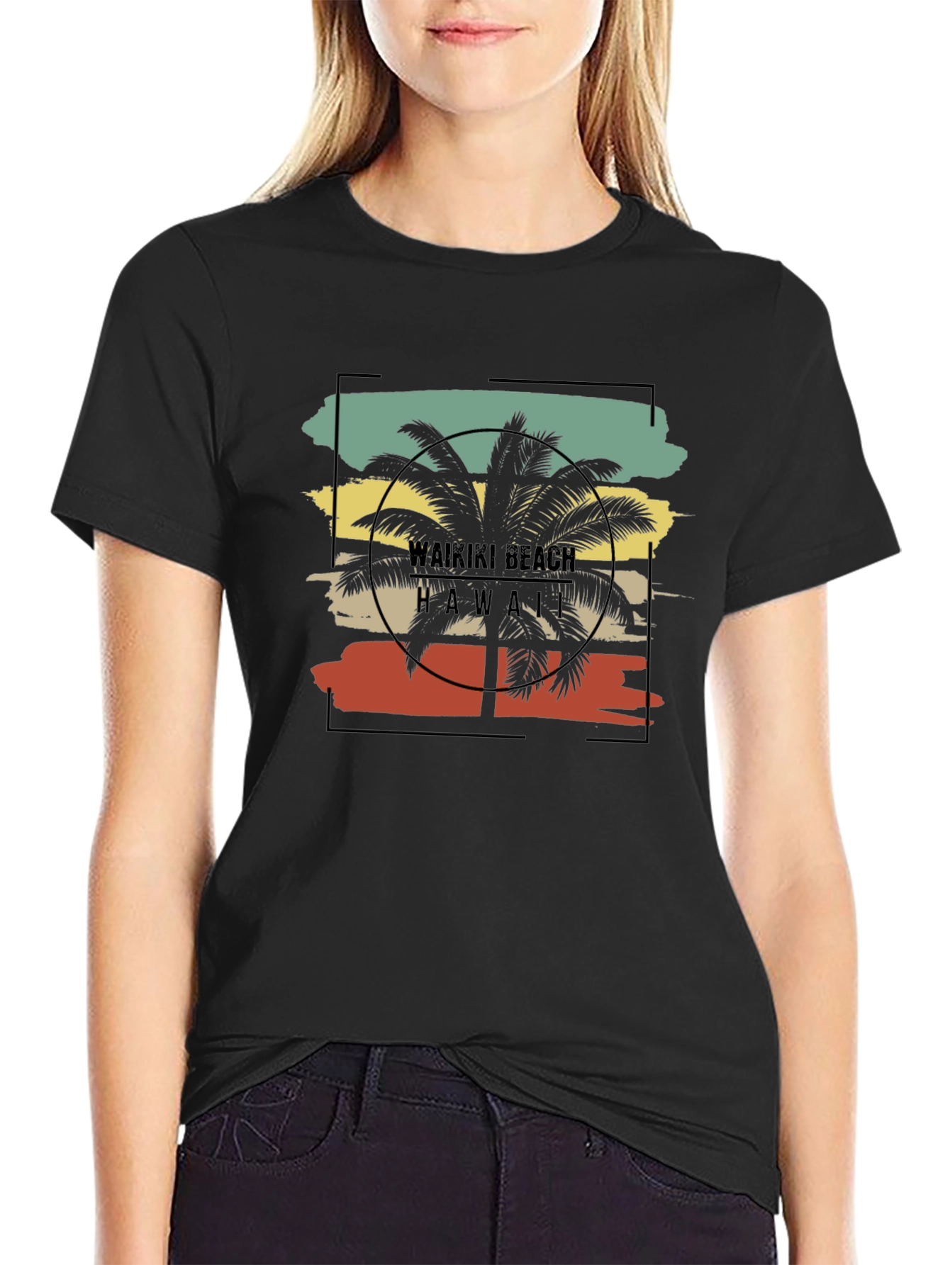 Waikiki Beach Palm Tree Graphic Tee