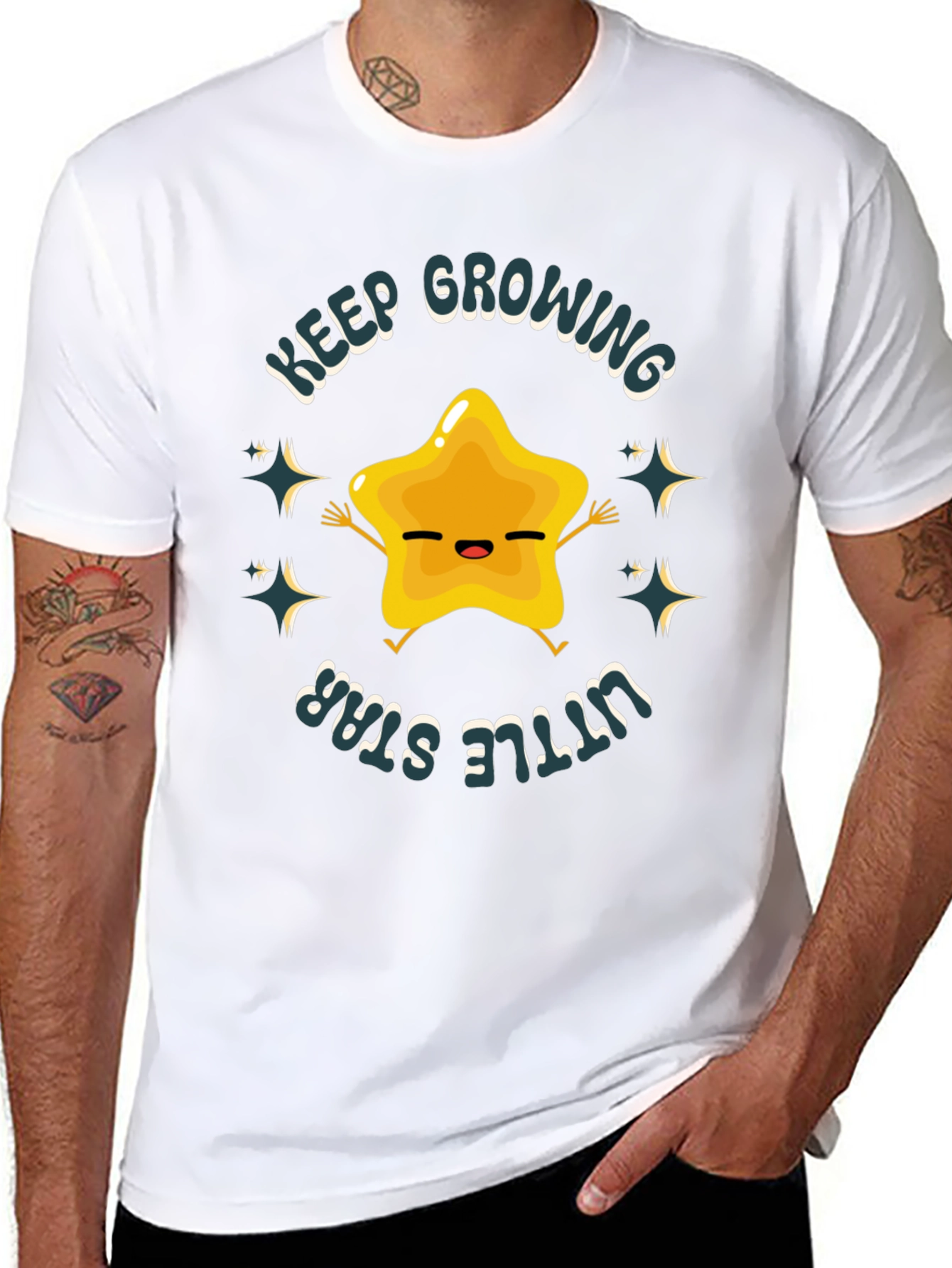 Keep Growing Little Star Black T-Shirt
