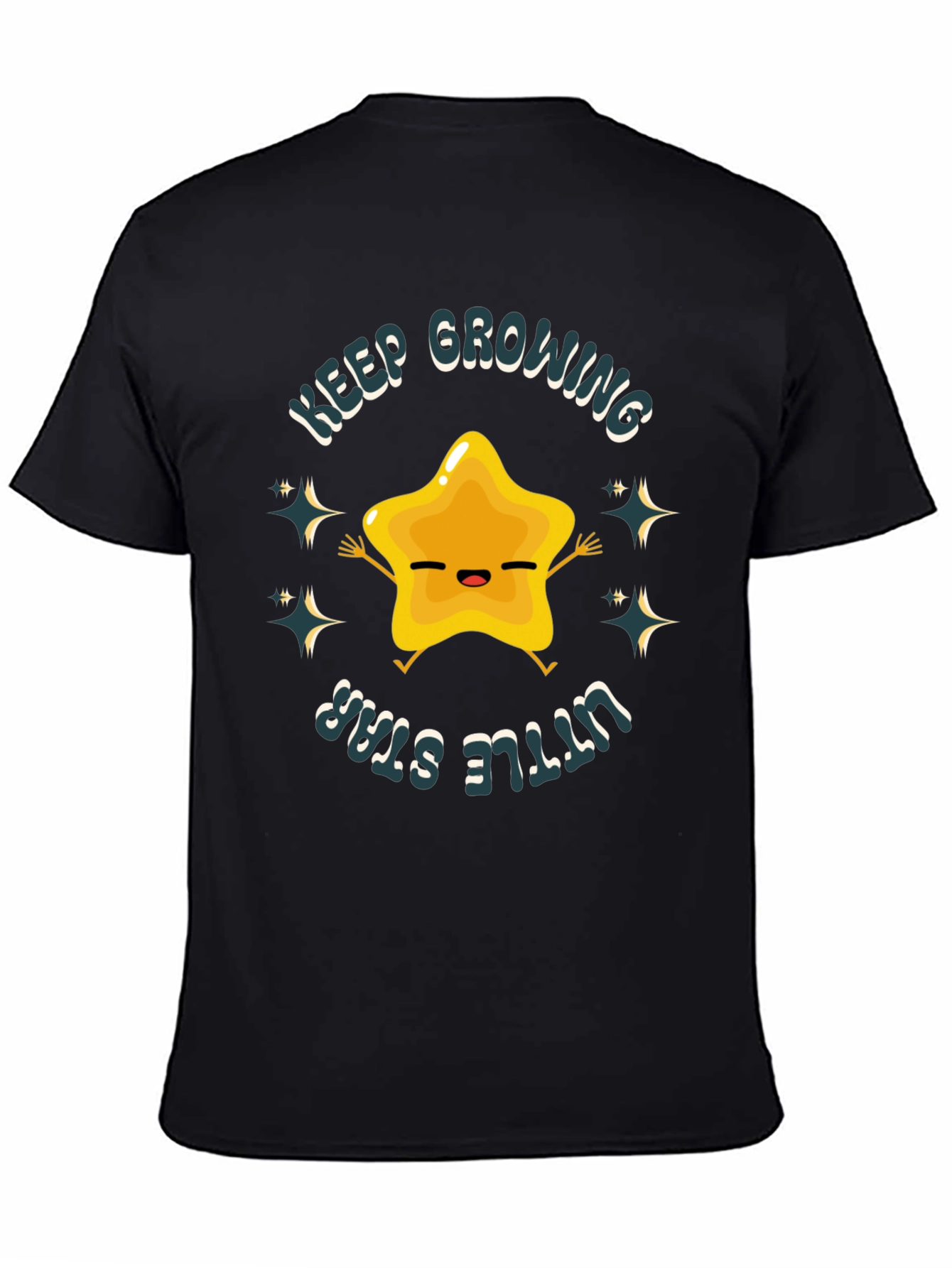 Keep Growing Little Star Black T-Shirt