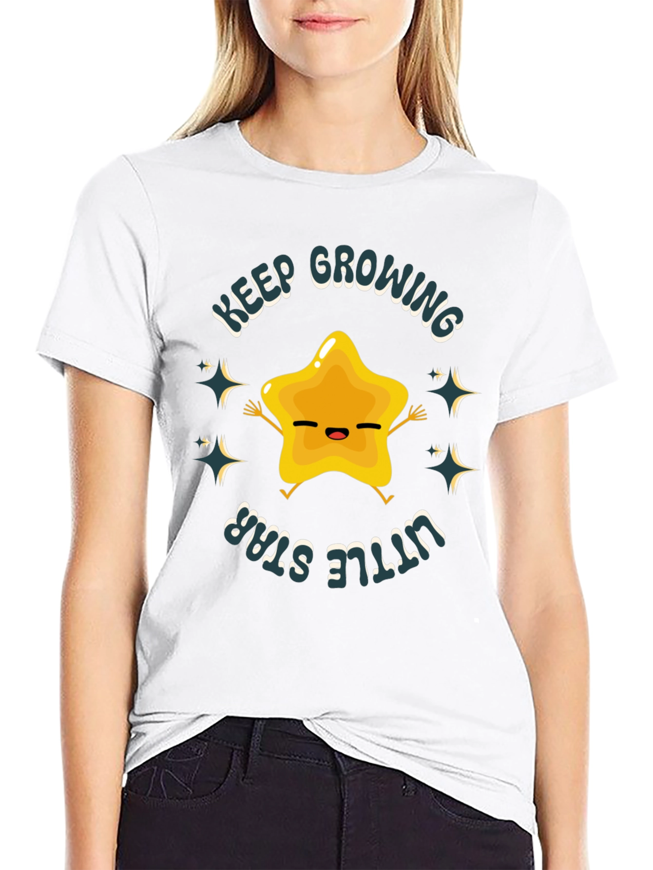 Keep Growing Little Star Black T-Shirt