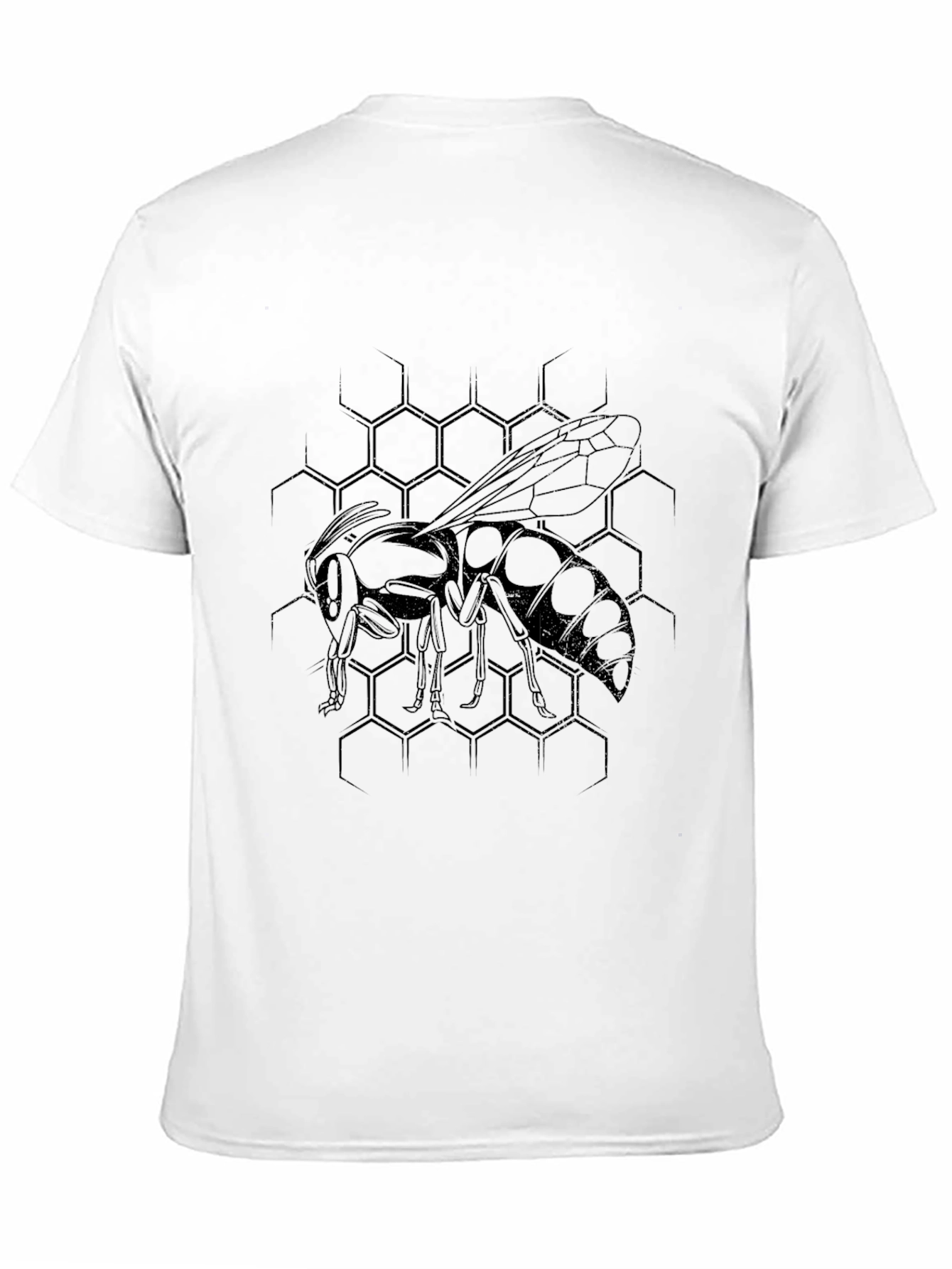 Mens Black Graphic Tee - Honeycomb Wasp Design
