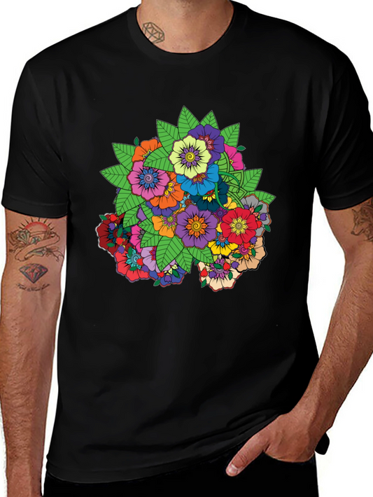 Floral Mandala Graphic Black T-Shirt