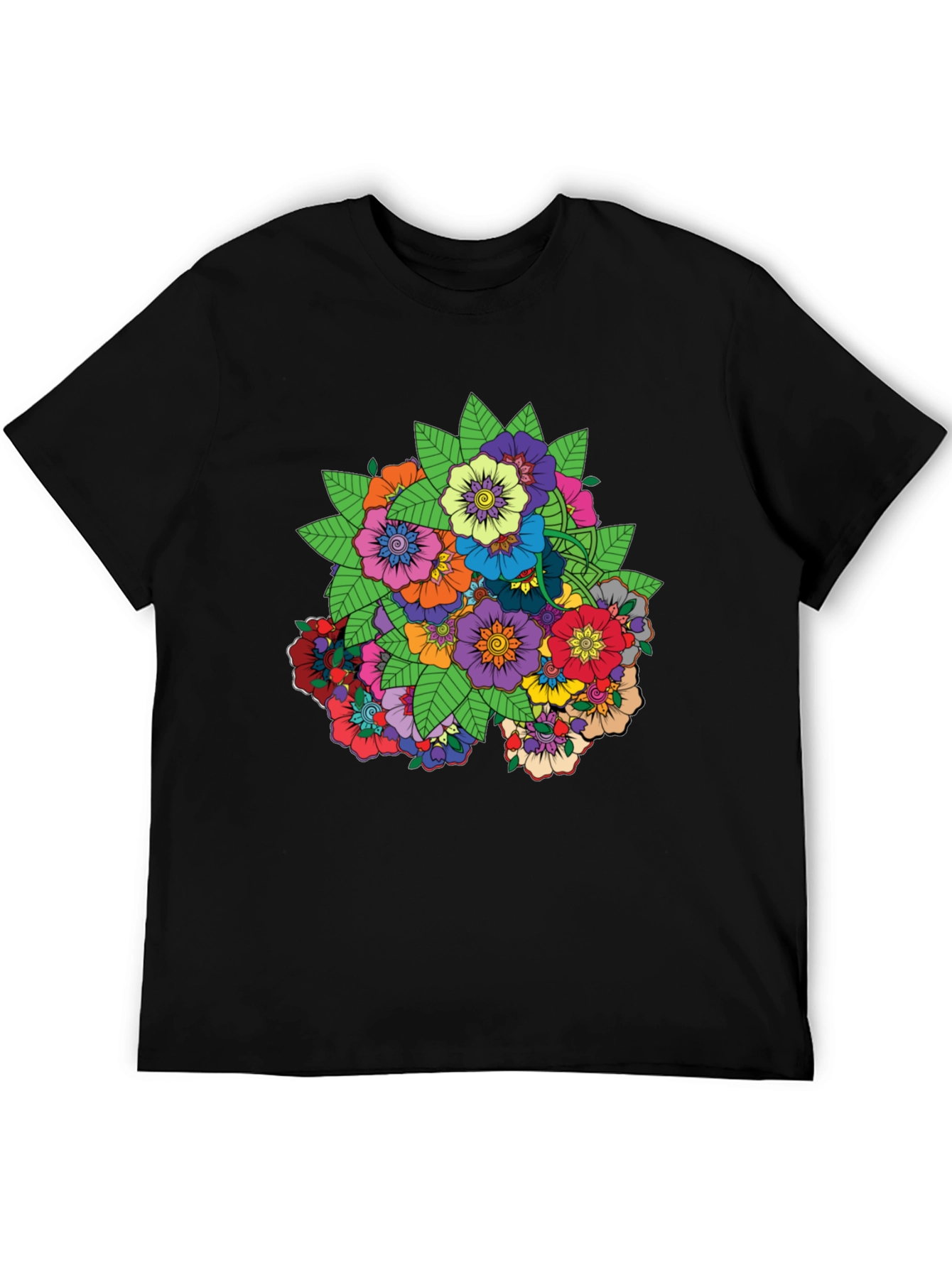 Floral Mandala Graphic Black T-Shirt