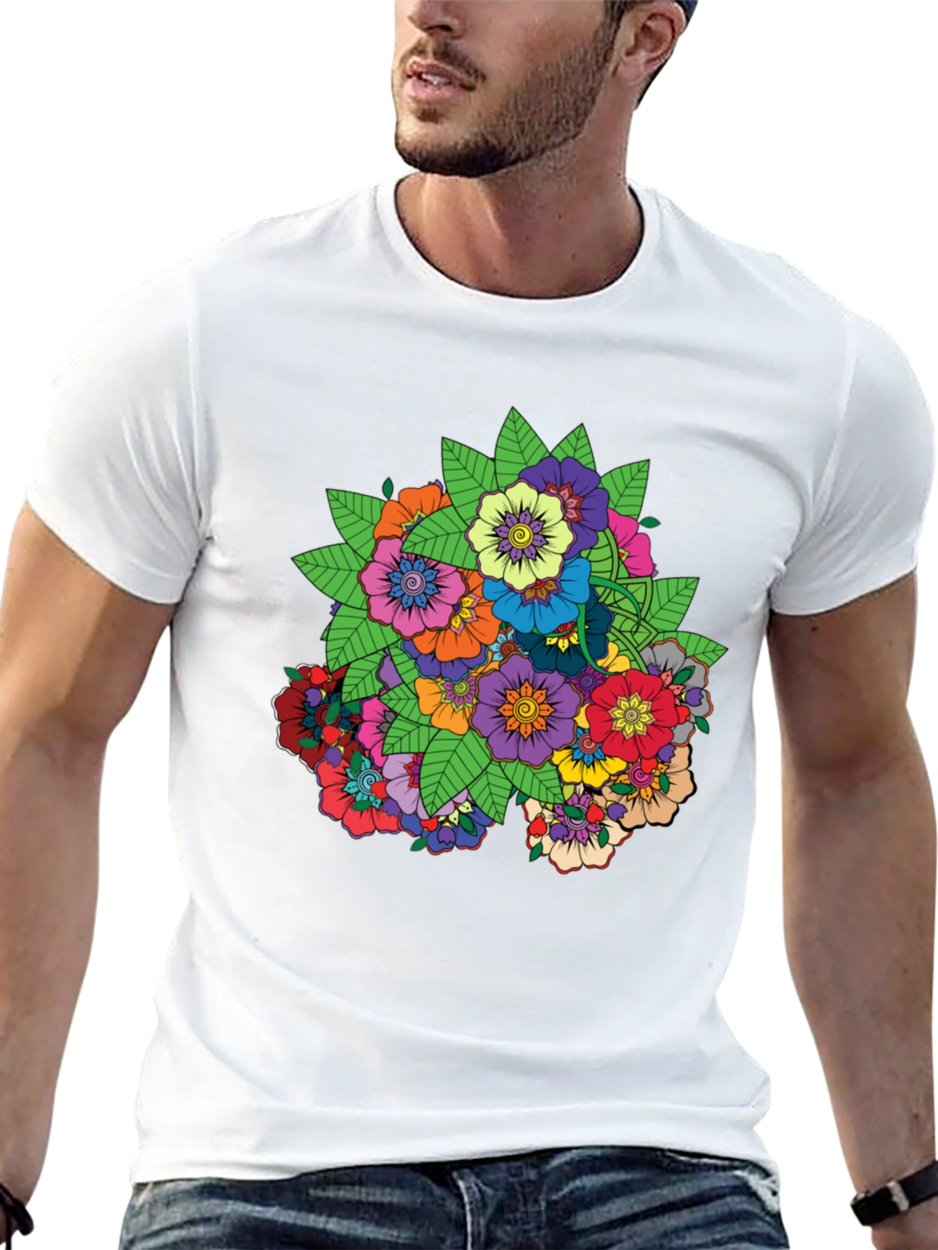 Floral Mandala Graphic Black T-Shirt