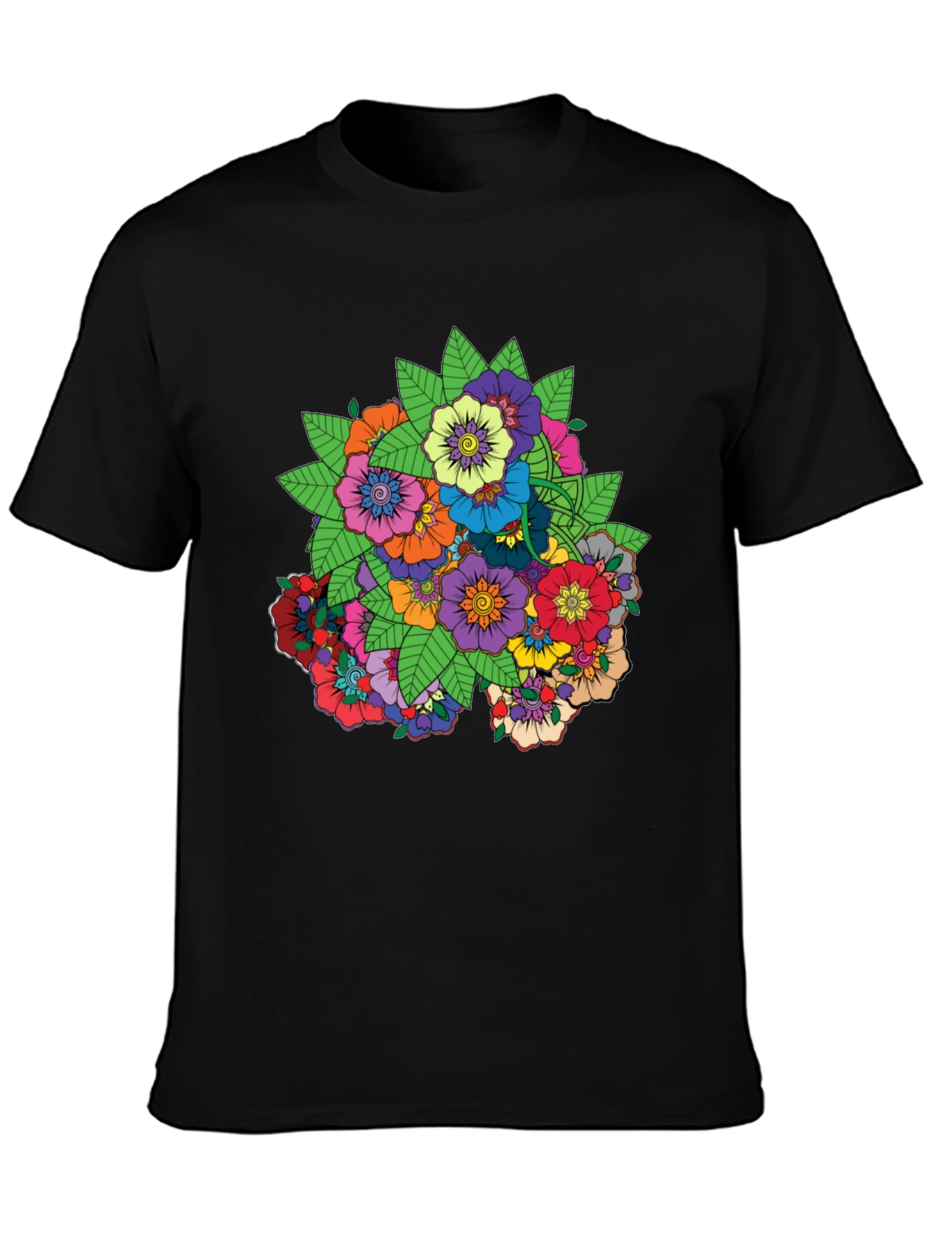 Floral Mandala Graphic Black T-Shirt