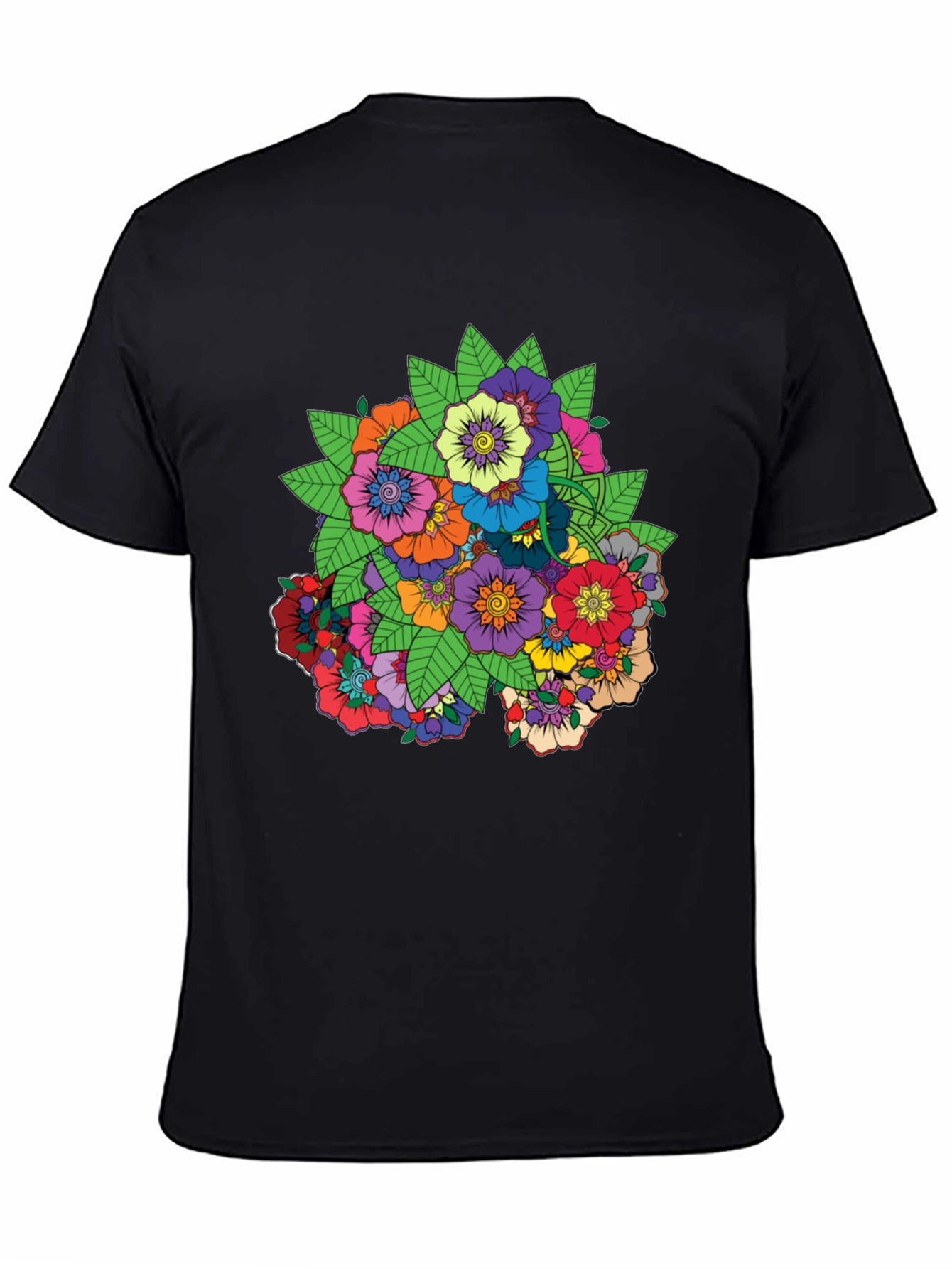 Floral Mandala Graphic Black T-Shirt