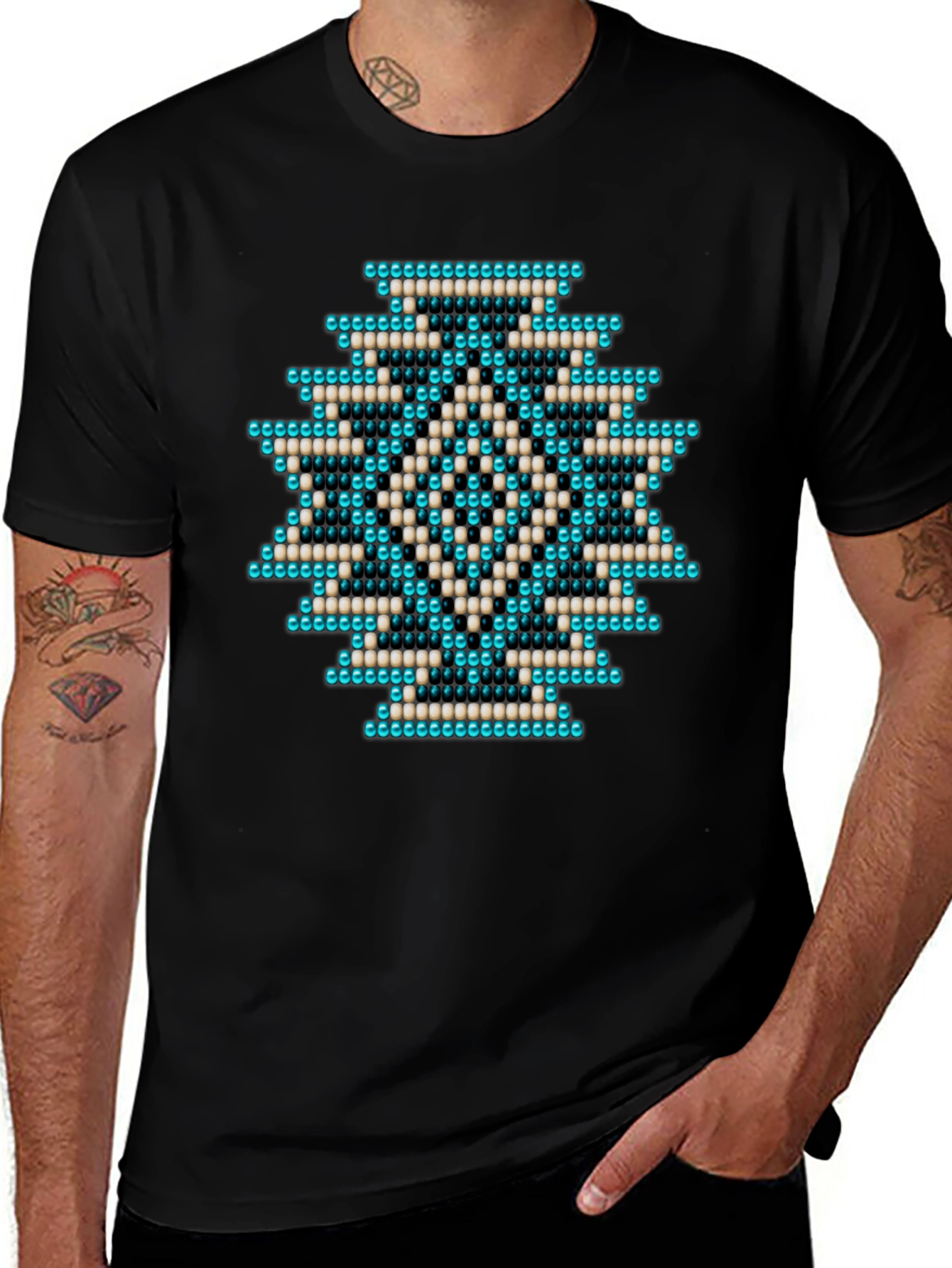 Geometric Beaded Pattern T-Shirt