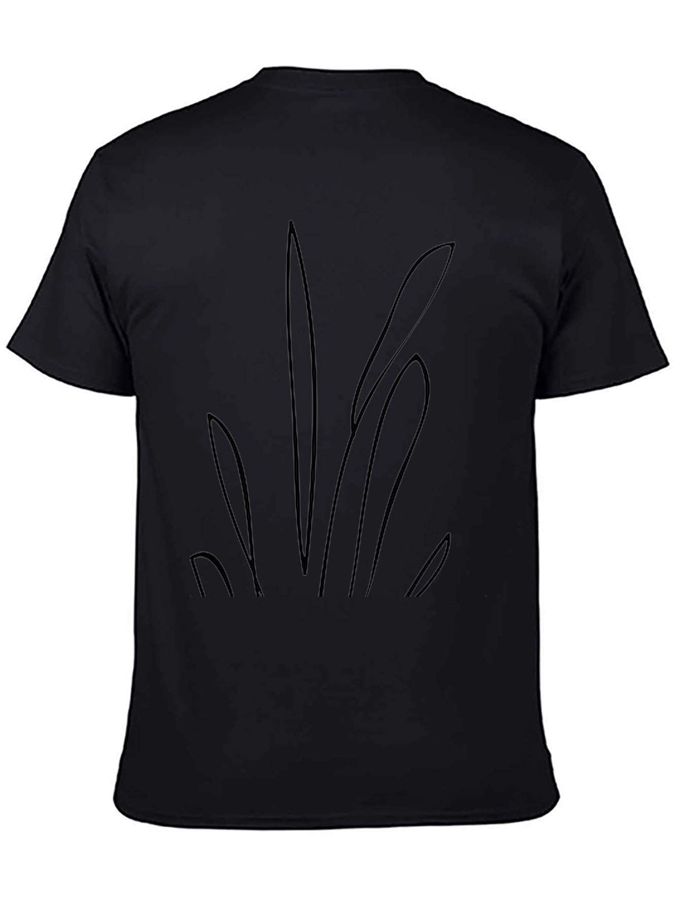 Mens Black Graphic Tee - Abstract Plant Design