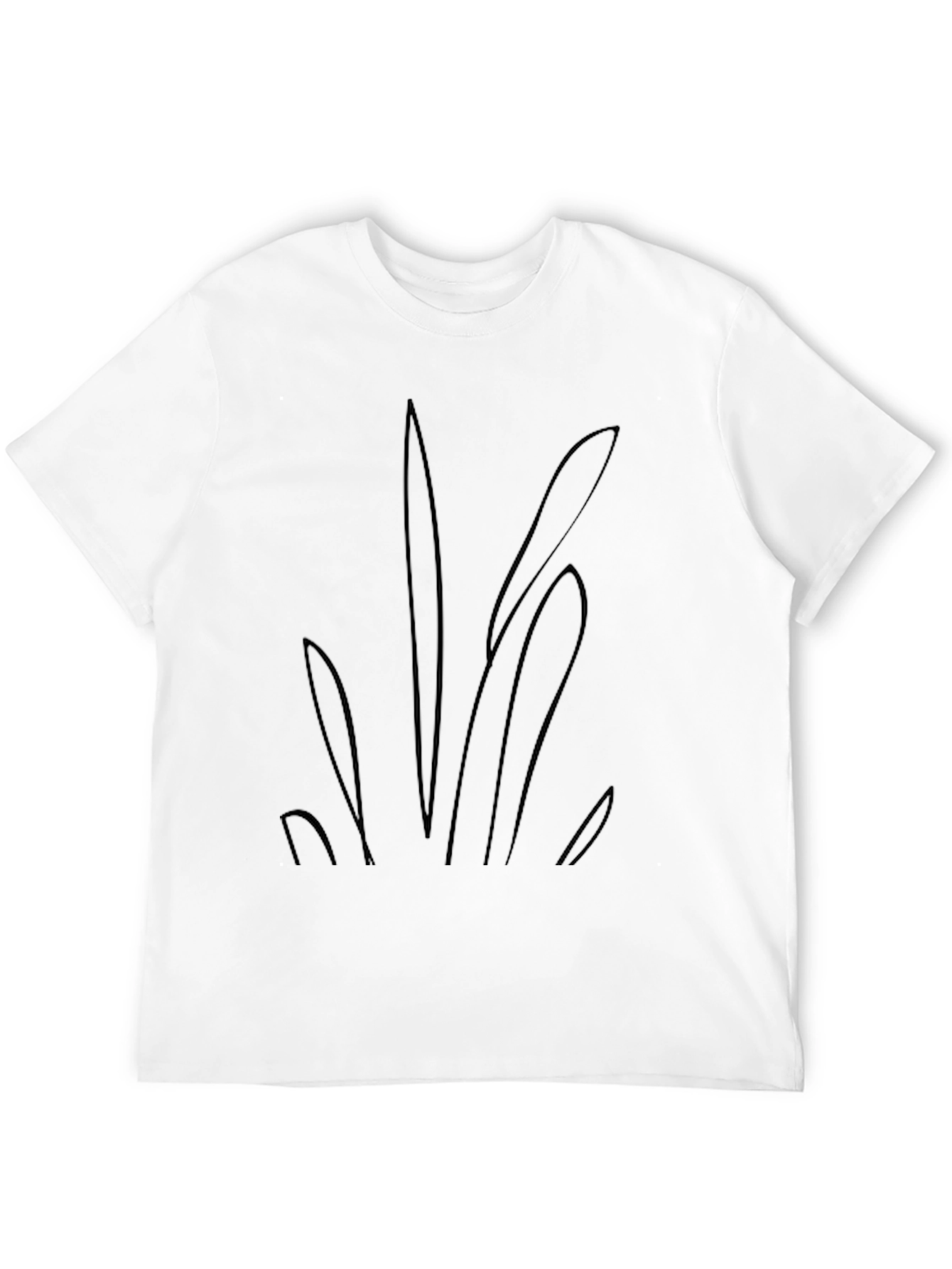 Mens Black Graphic Tee - Abstract Plant Design