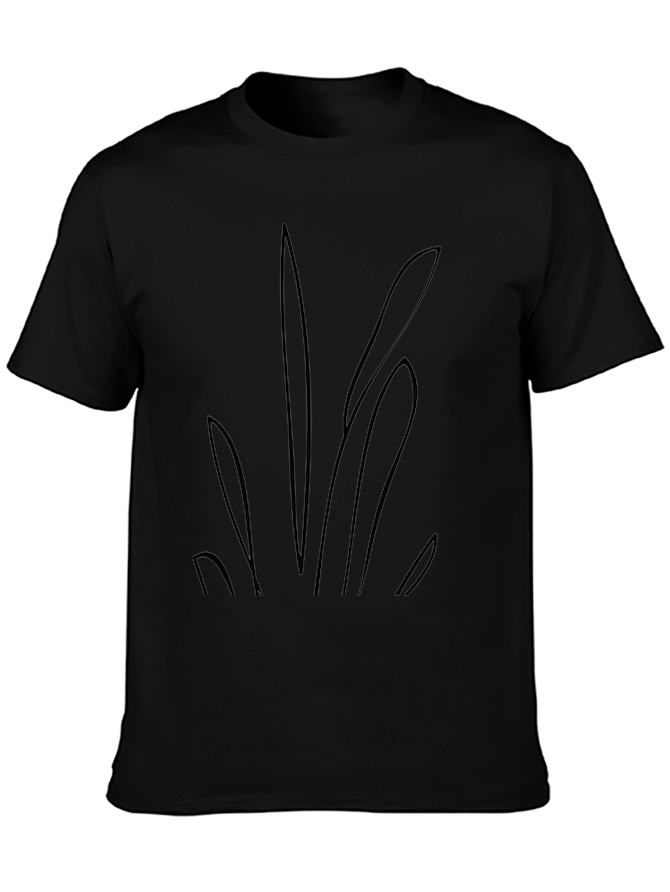 Mens Black Graphic Tee - Abstract Plant Design