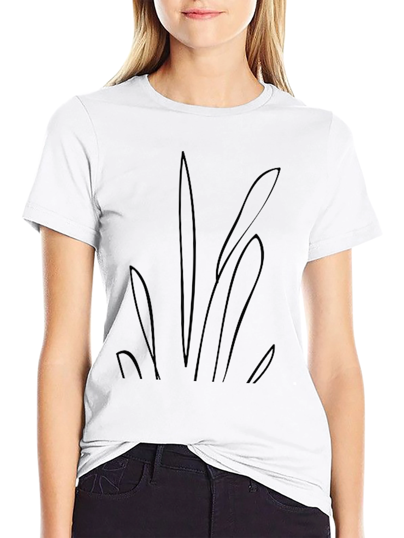 Mens Black Graphic Tee - Abstract Plant Design