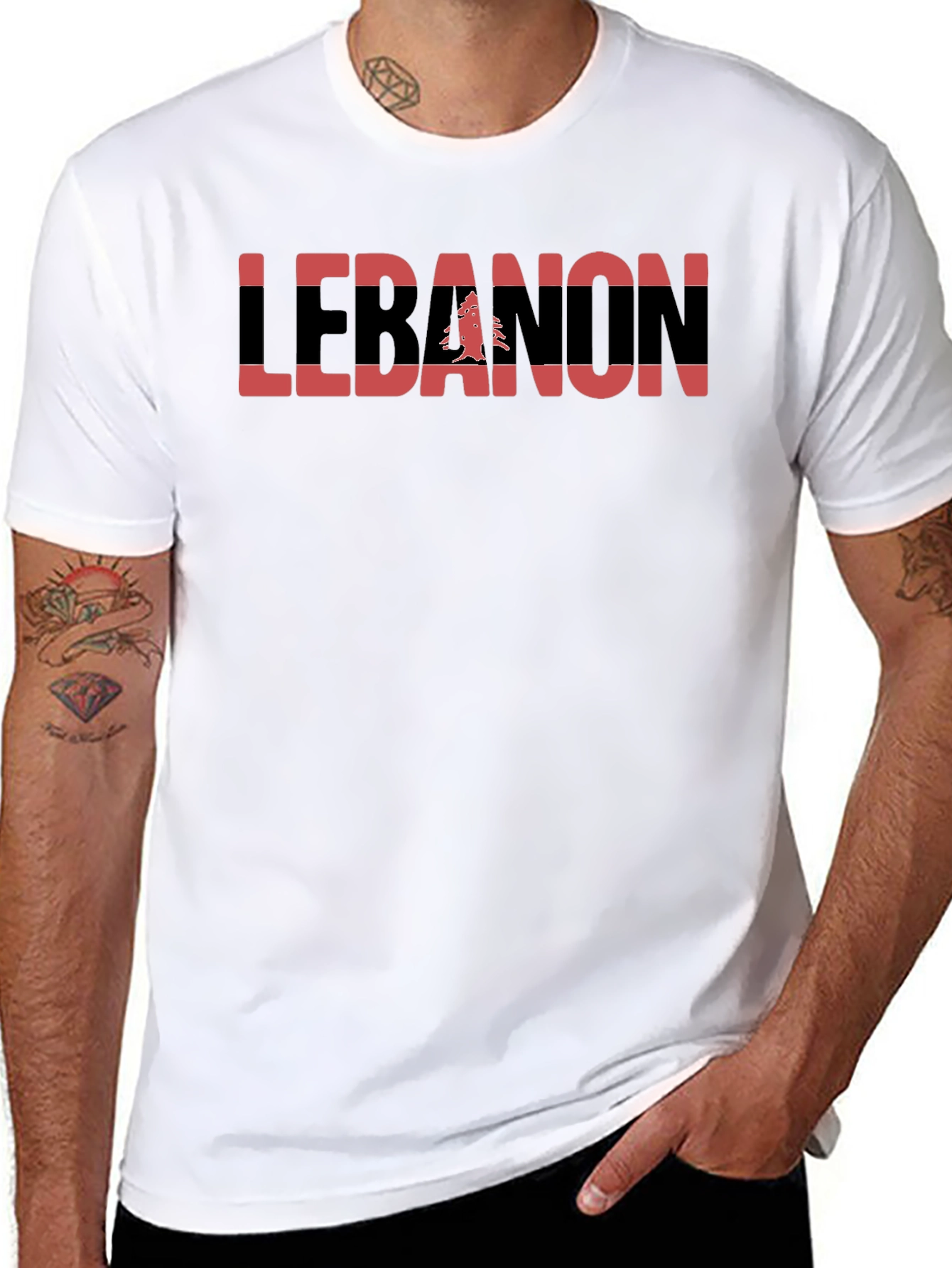 Lebanon Flag Graphic T-Shirt - Black