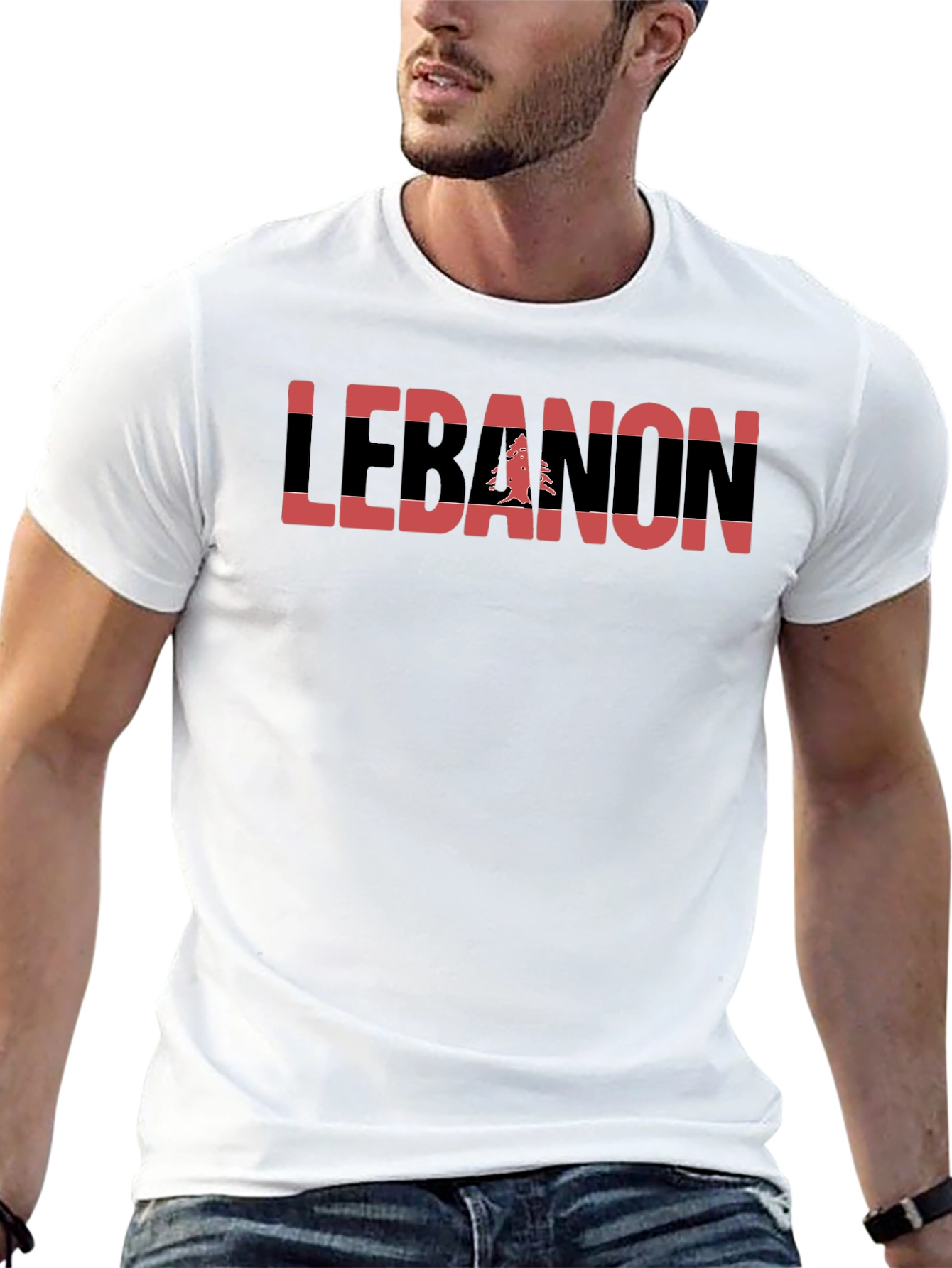Lebanon Flag Graphic T-Shirt - Black