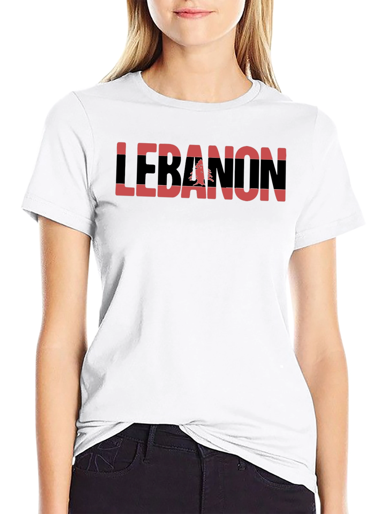 Lebanon Flag Graphic T-Shirt - Black