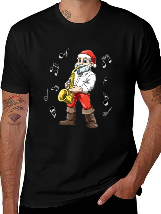 Santa Saxophone T-Shirt - Holiday Music Tee