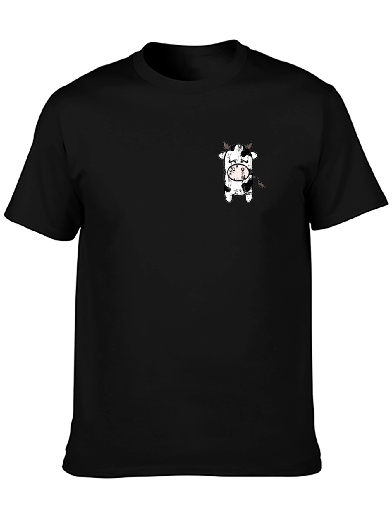Black T-Shirt with Cute Cow Graphic