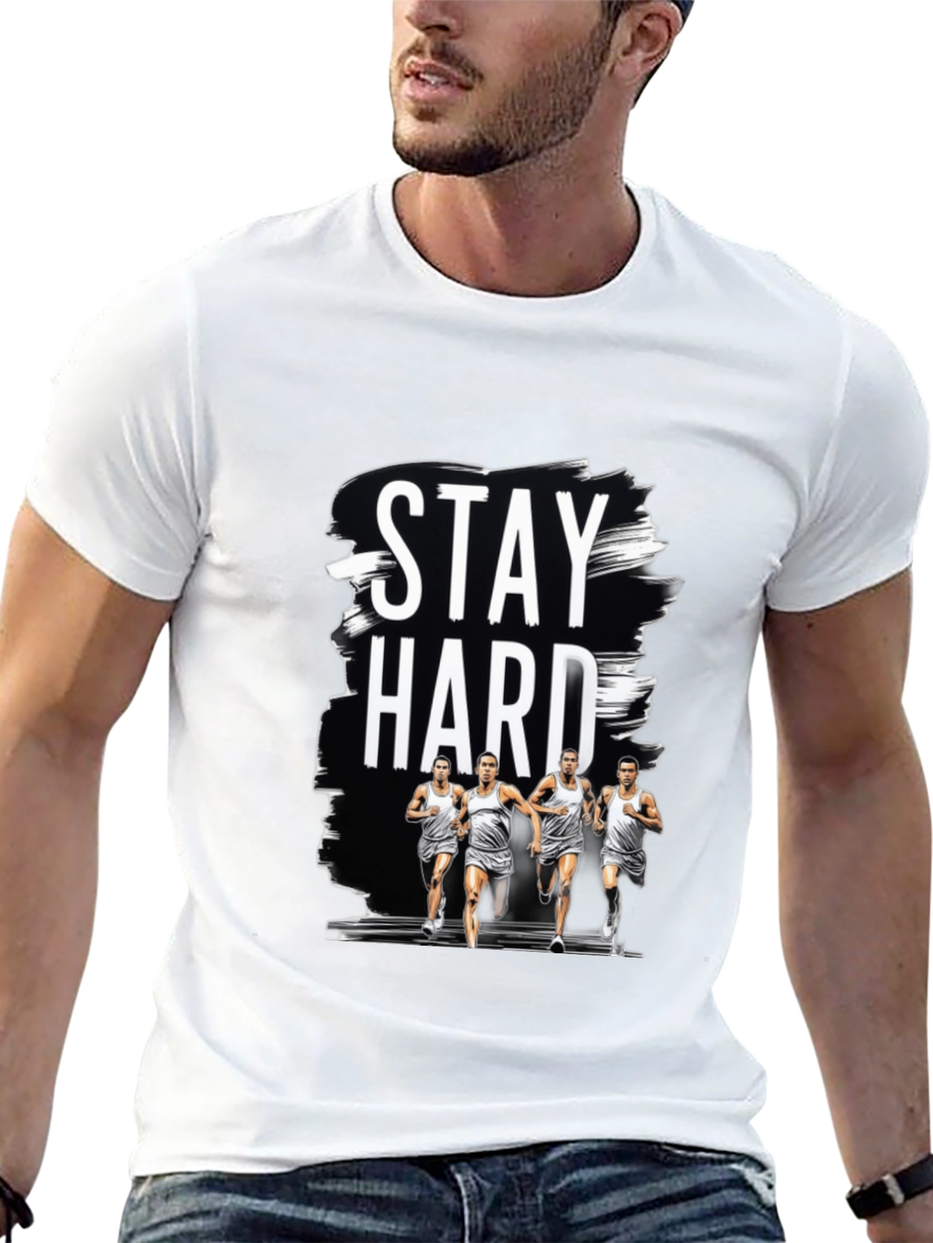 Stay Hard Graphic Print Black Tee