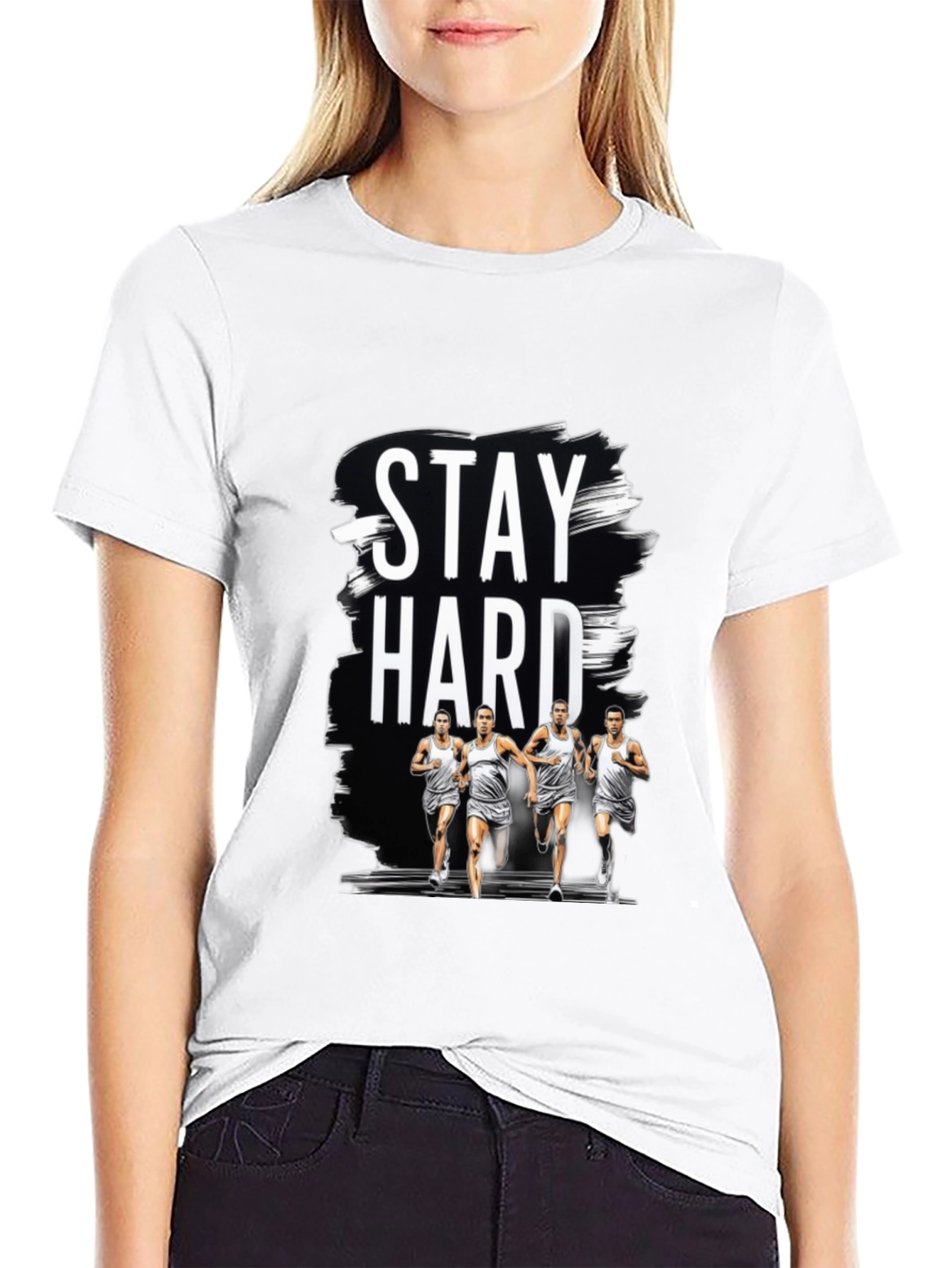 Stay Hard Graphic Print Black Tee