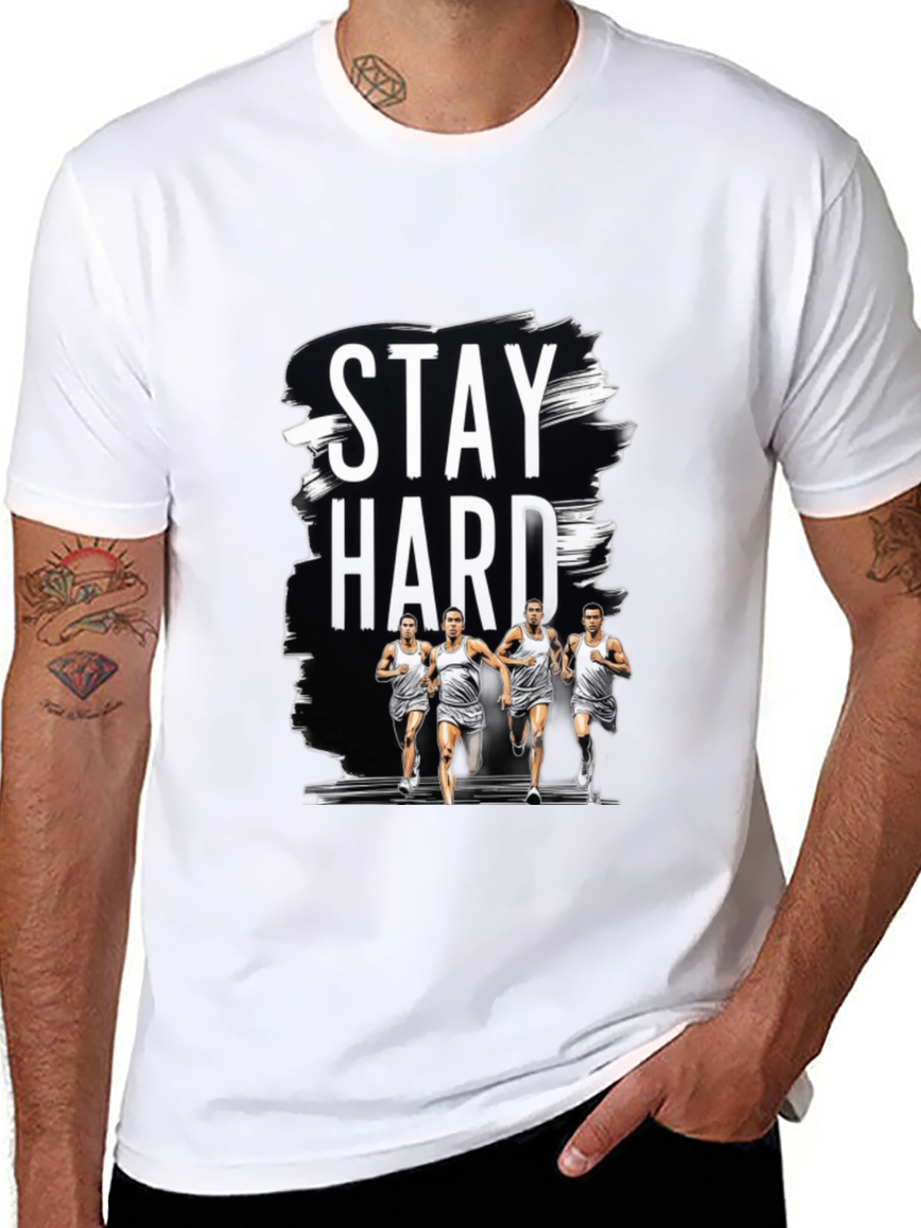 Stay Hard Graphic Print Black Tee