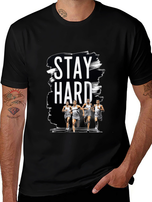 Stay Hard Graphic Print Black Tee