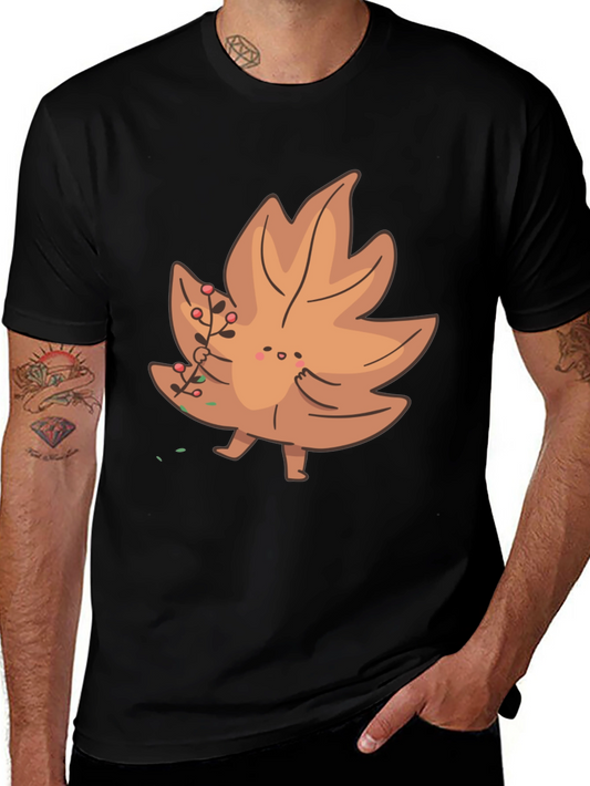 Cartoon Leaf Graphic Tee - Unique Autumn Style