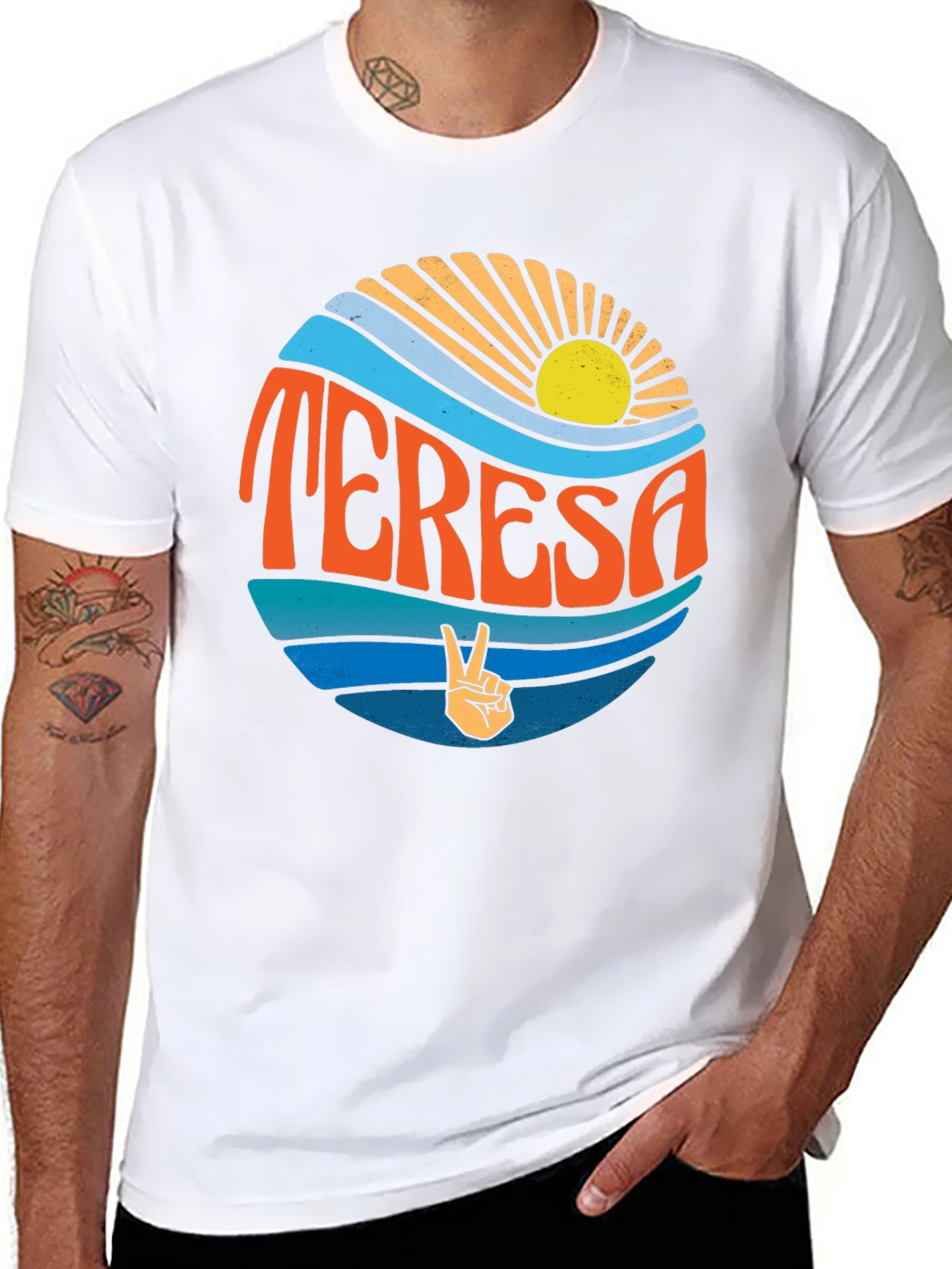 Teresa Retro Graphic T-Shirt Peace Sign Summer