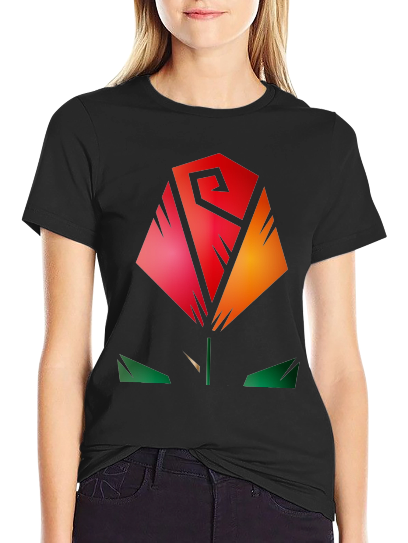 Abstract Rose Graphic Tee - Modern Stylish Shirt