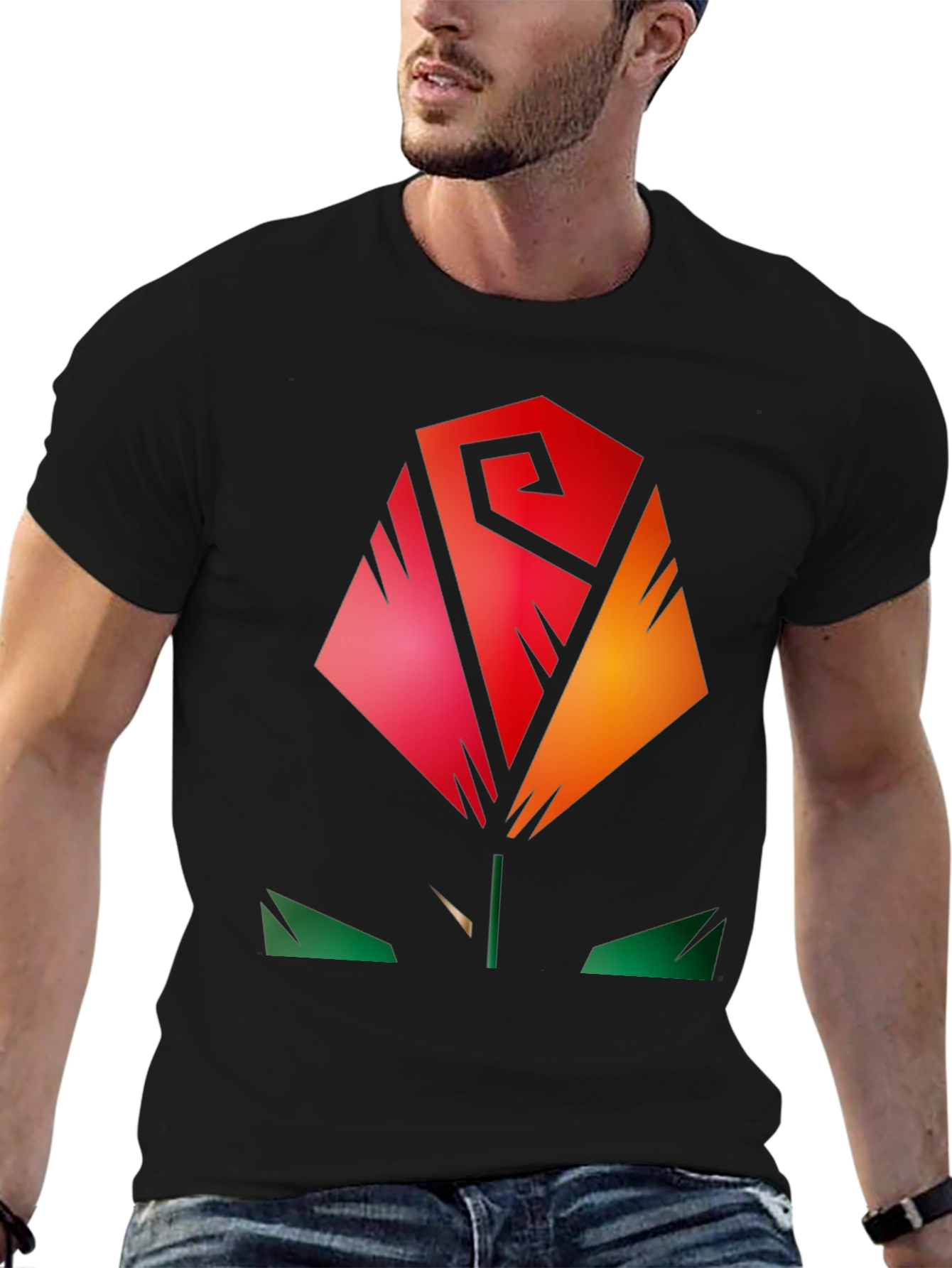 Abstract Rose Graphic Tee - Modern Stylish Shirt