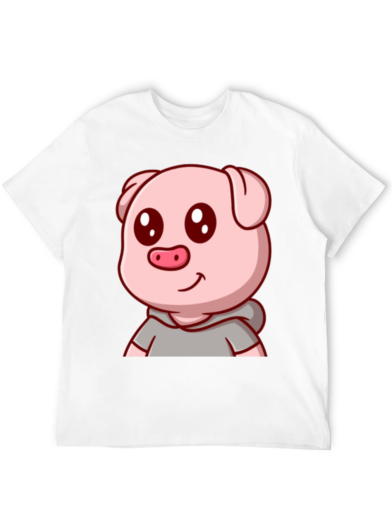 Cute Pig Cartoon Graphic Tee - Unisex Black T-Shirt
