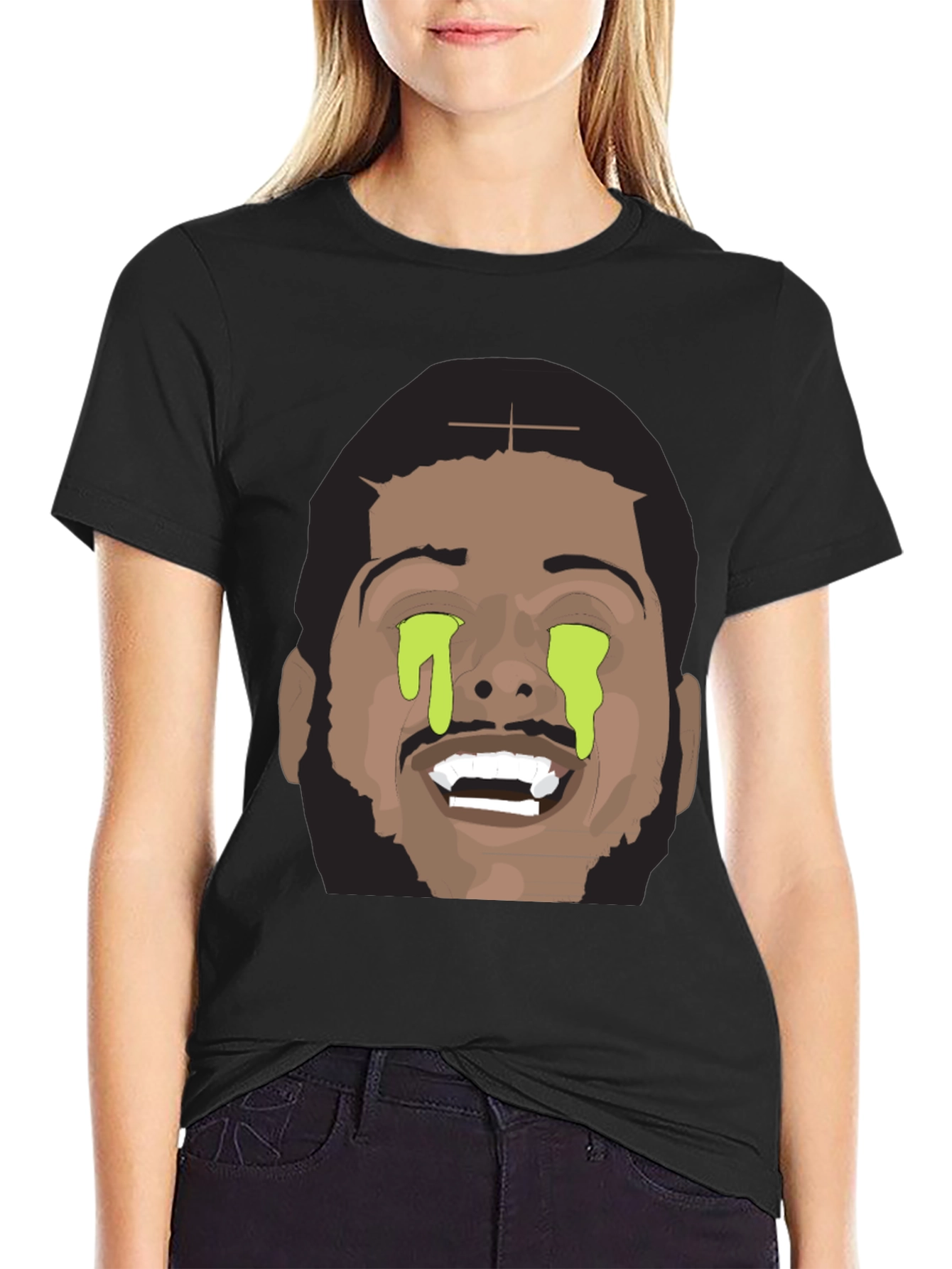 Graphic Tee with Dripping Eyes Design