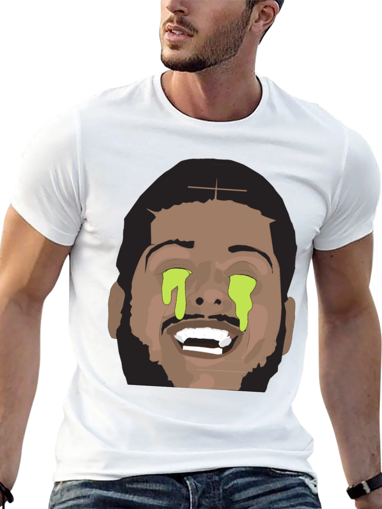 Graphic Tee with Dripping Eyes Design